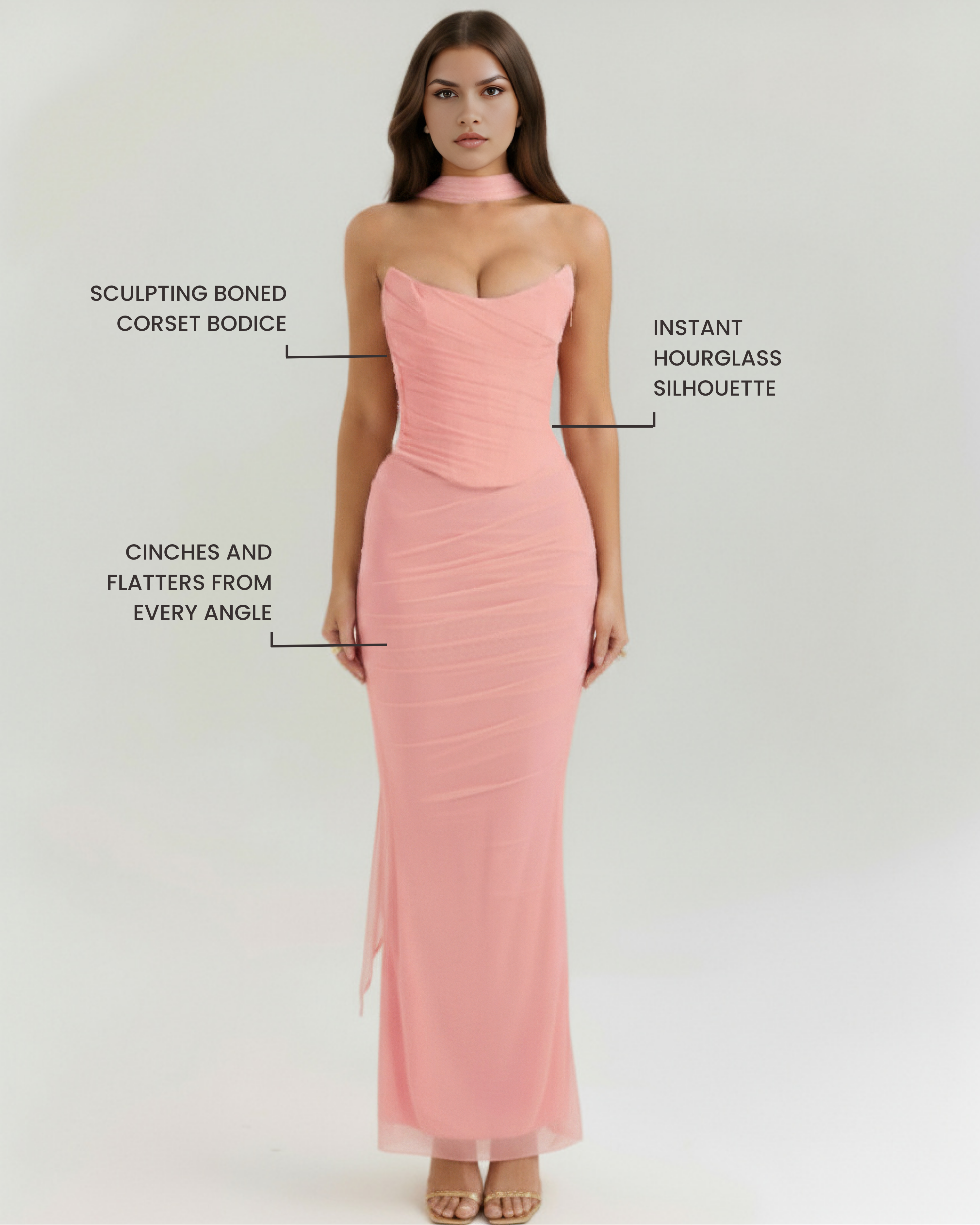 Mesh Maxi Dress Set | Modern Corset, Stretch Mesh, Romantic Date Nights ICYBOO