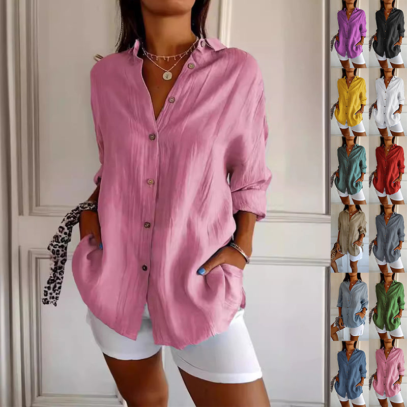 Pleated Elegant Midi Casual Shirt Dress - ICYBOO