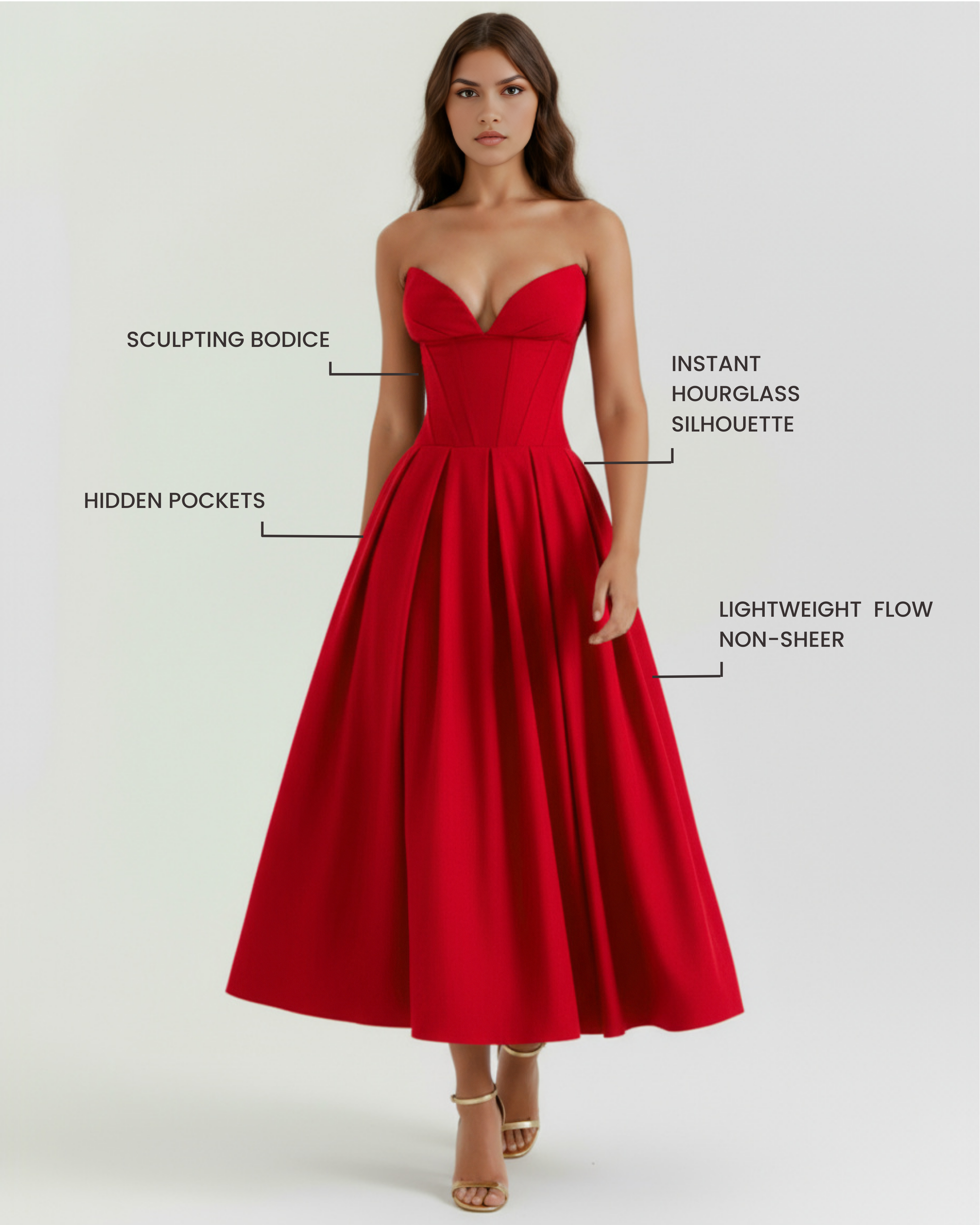 Dress | Feminine Sculpted Bodice, Voluminous Skirt, Special Occasions ICYBOO
