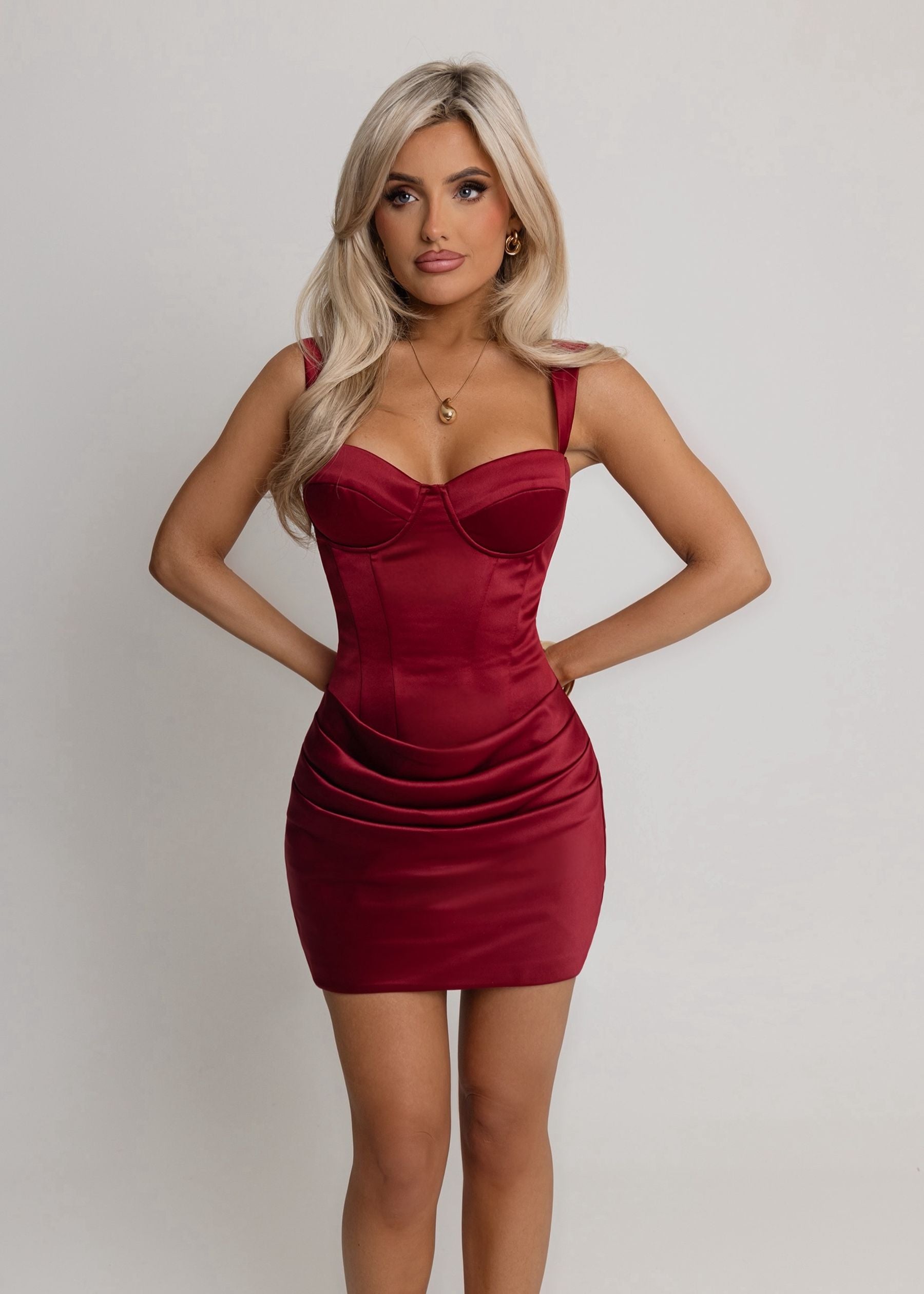 Actually Romantic Corset Mini Dress - Wine ICYBOO