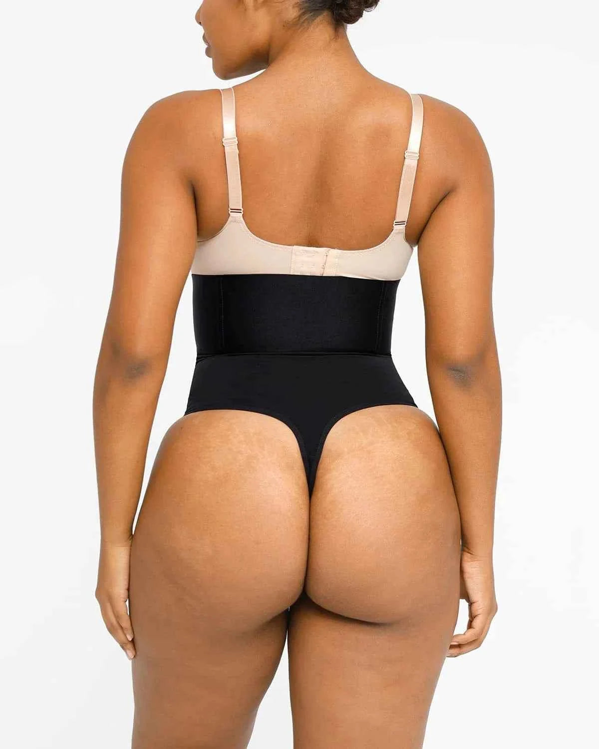 Bare Essentials High-Rise Thong - Black Sculpting Support