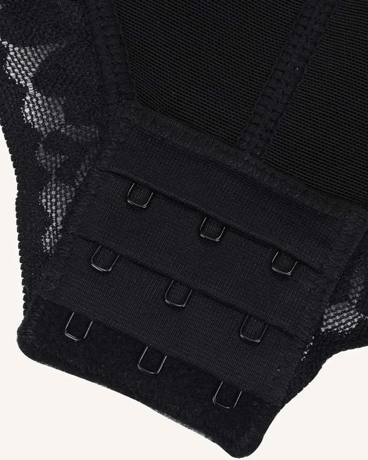 Bare Essentials Midi Bodysuit - Black Lace Zipper