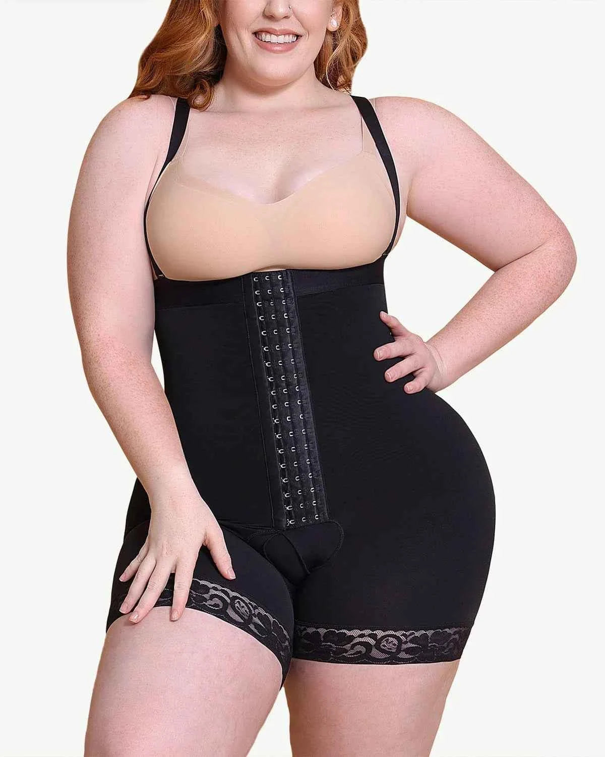 Bare Essentials Mini Dress - Black Lace Tummy Control