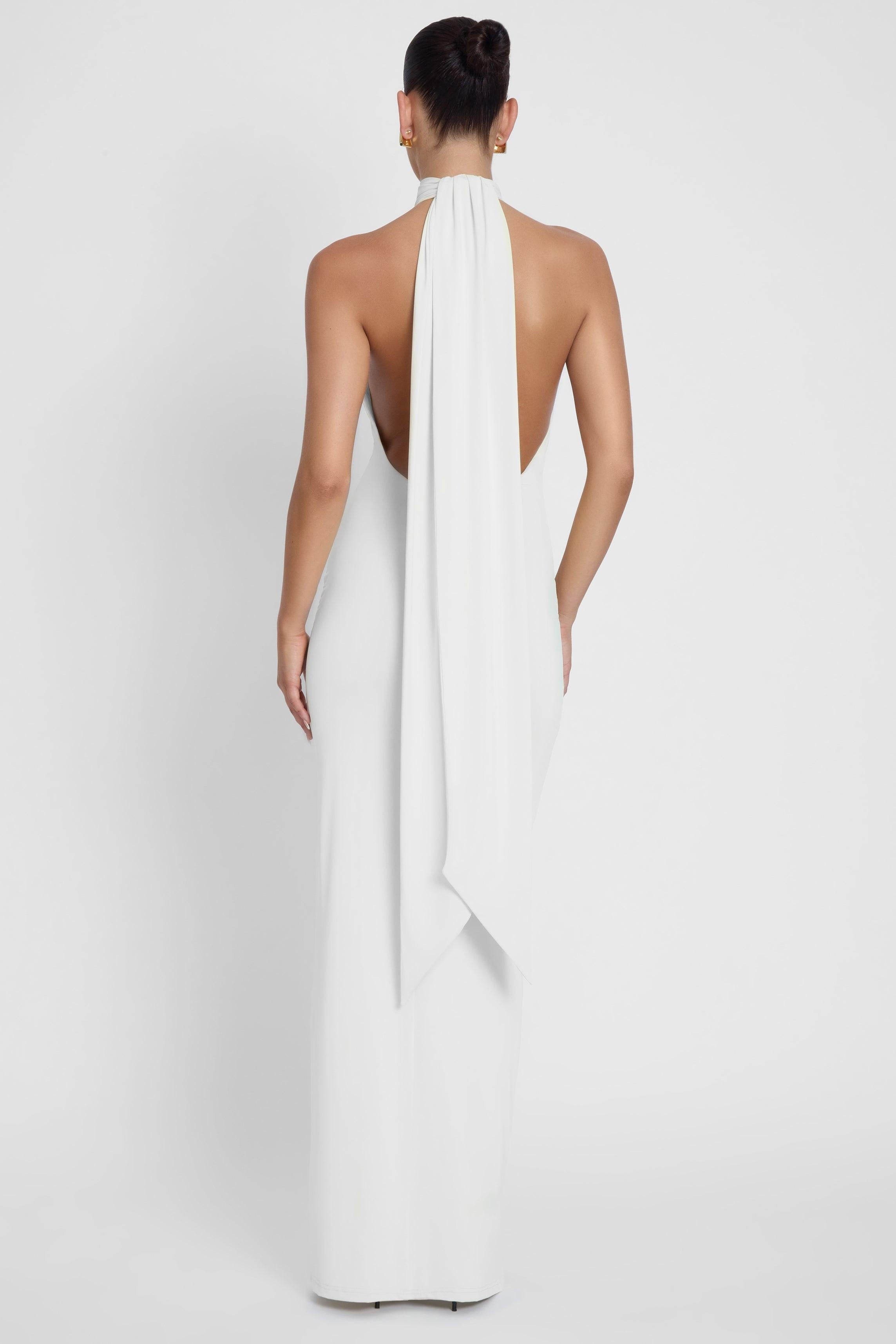 Alaia White Draped Maxi Dress ICYBOO