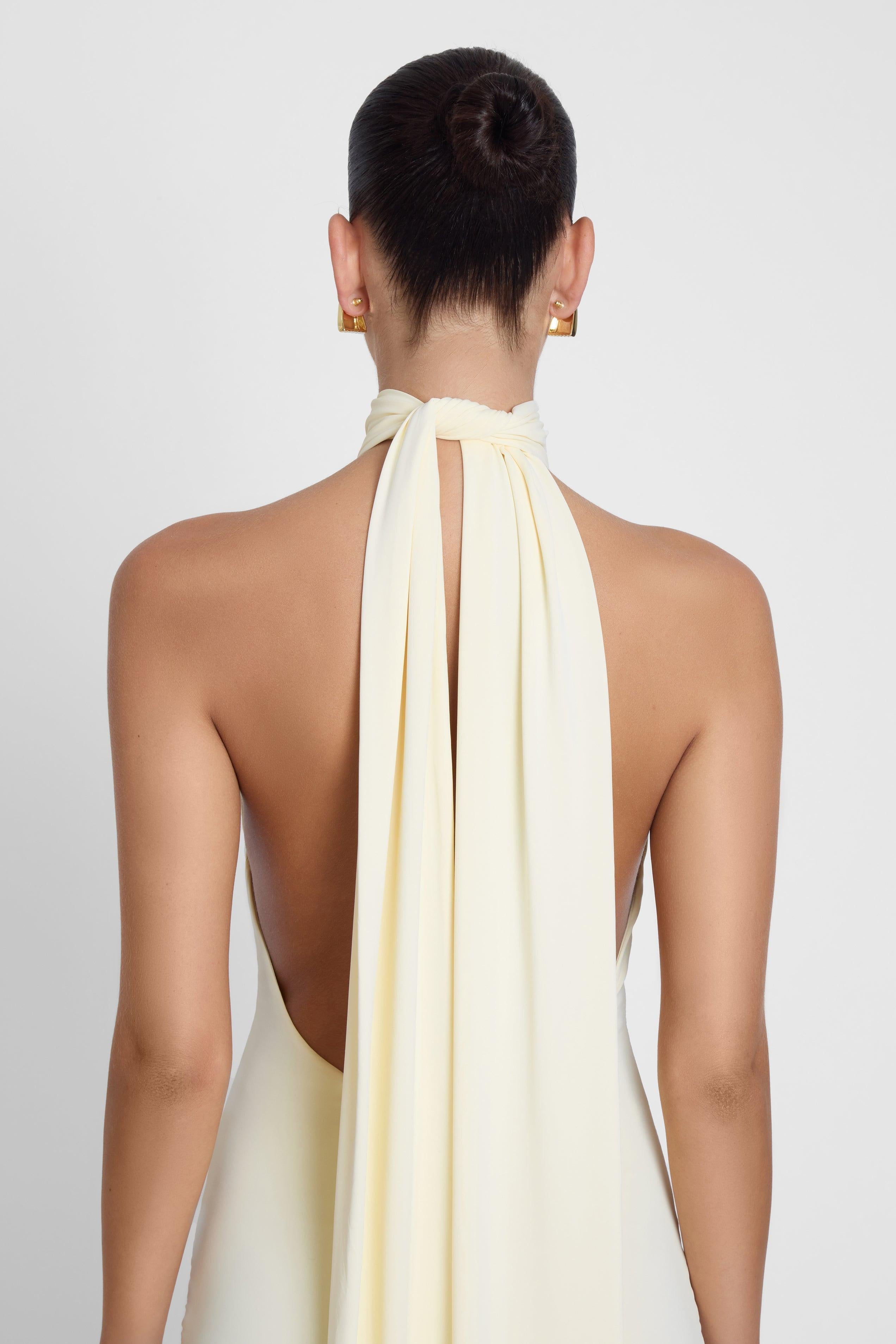Alaia Yellow Draped Maxi Dress ICYBOO