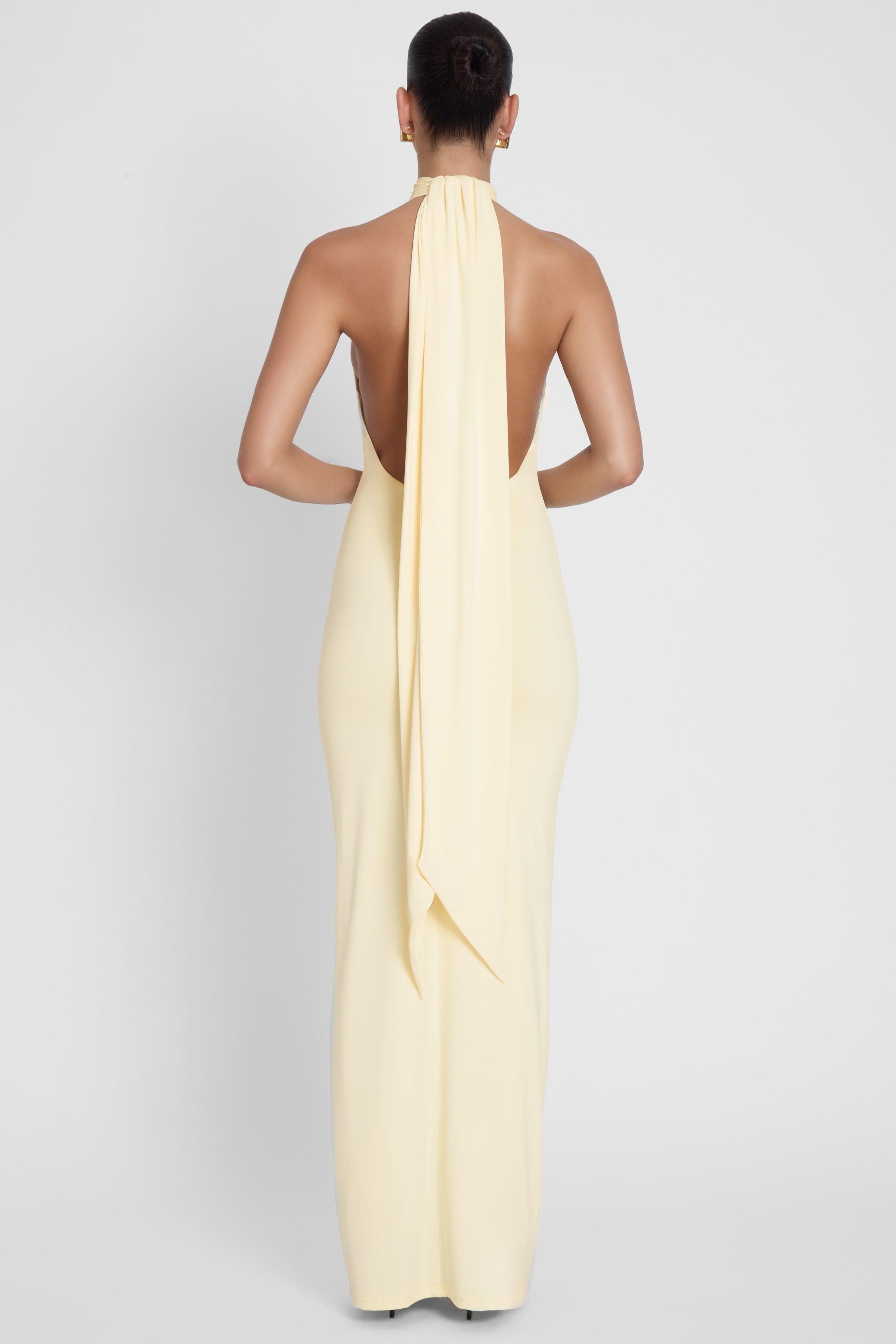 Alaia Yellow Draped Maxi Dress ICYBOO