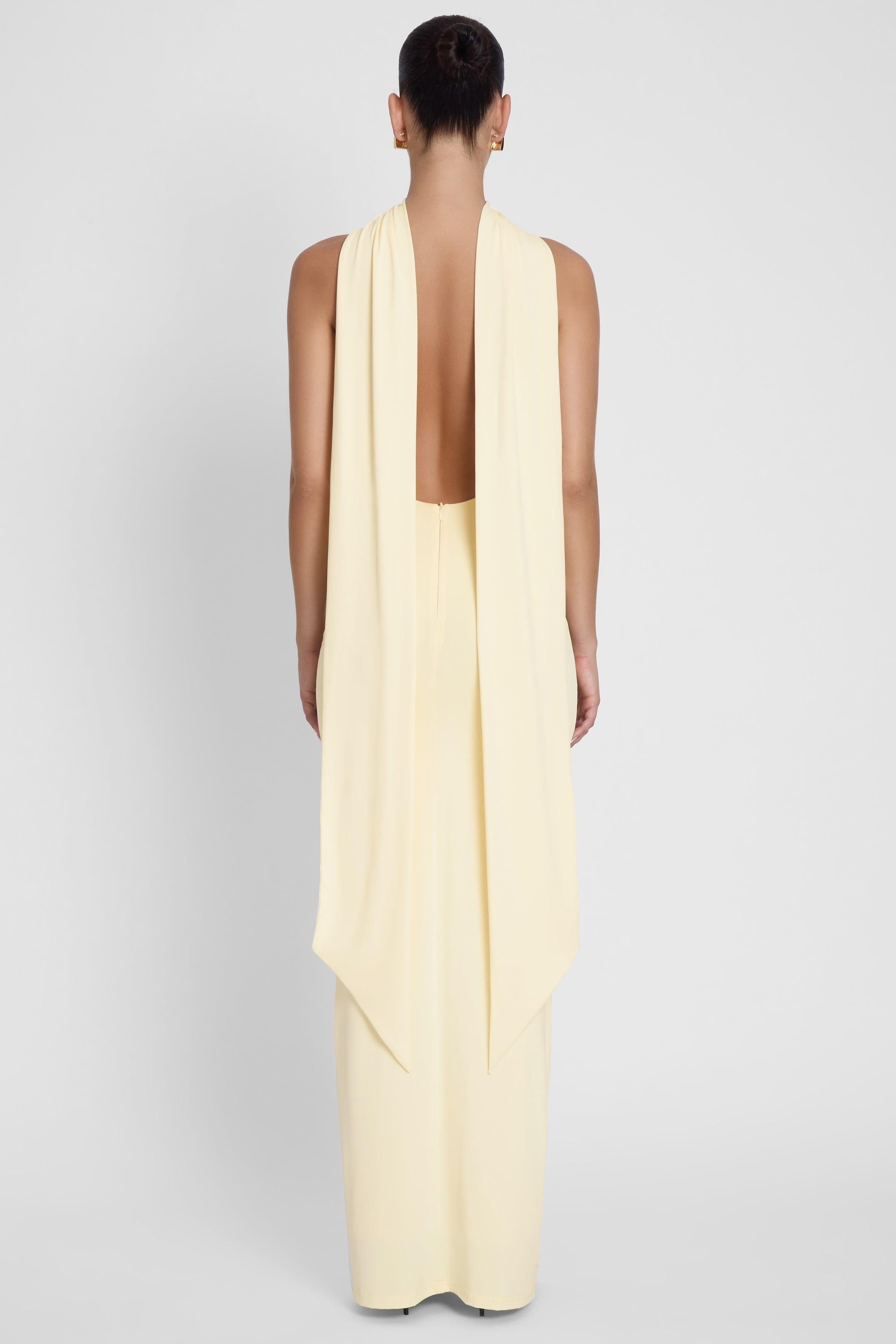 Alaia Yellow Draped Maxi Dress ICYBOO