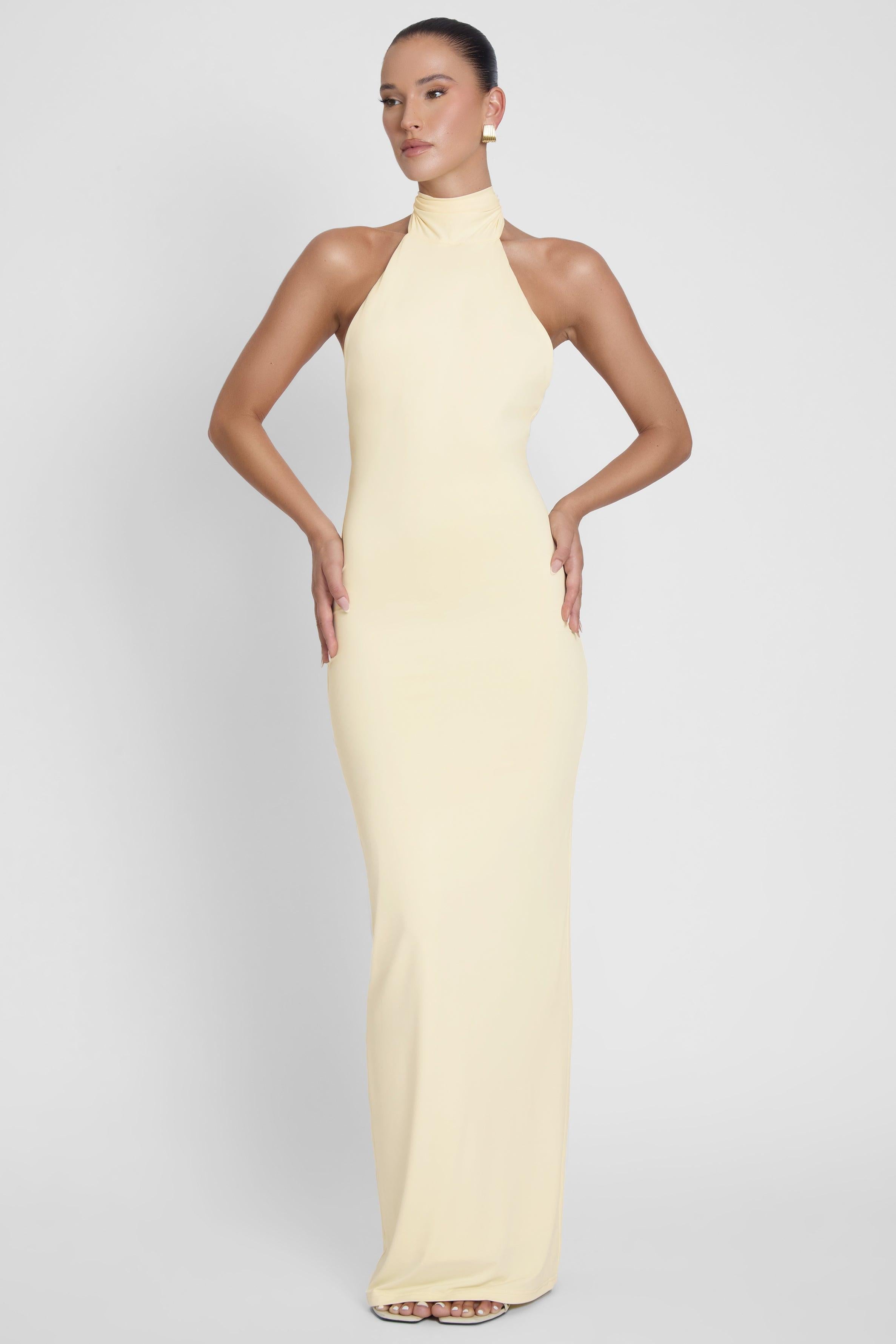 Alaia Yellow Draped Maxi Dress ICYBOO