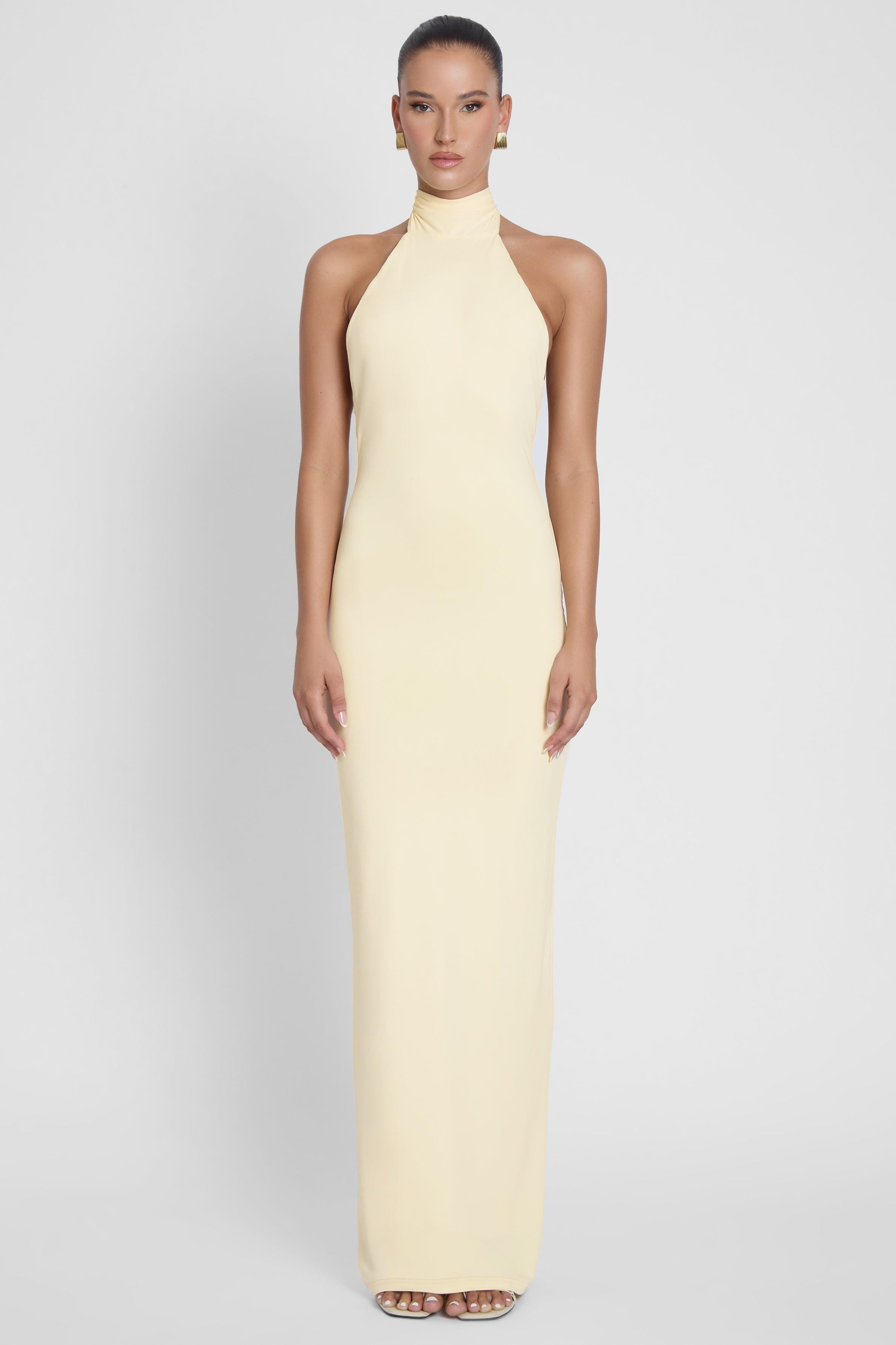 Alaia Yellow Draped Maxi Dress ICYBOO
