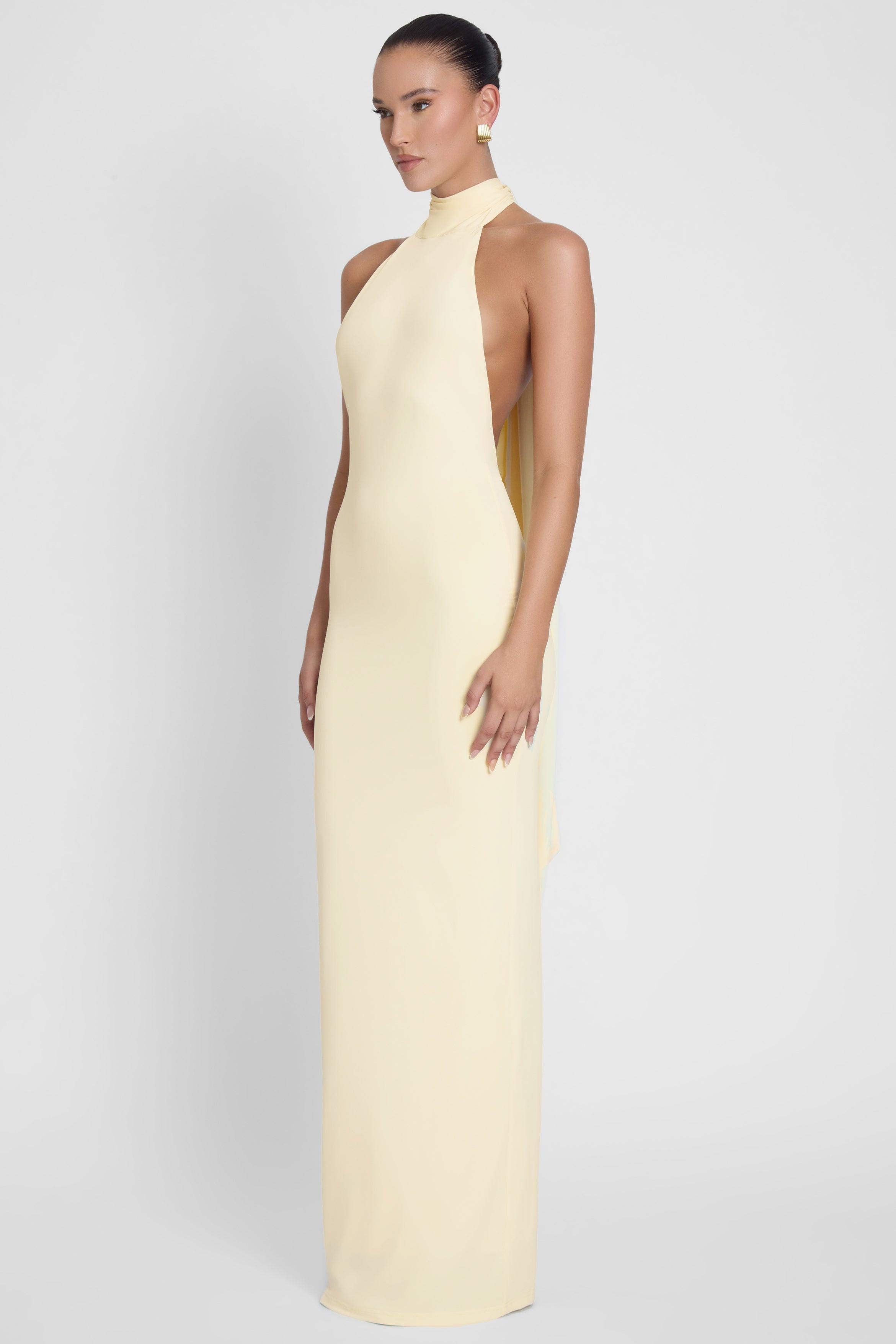 Alaia Yellow Draped Maxi Dress ICYBOO