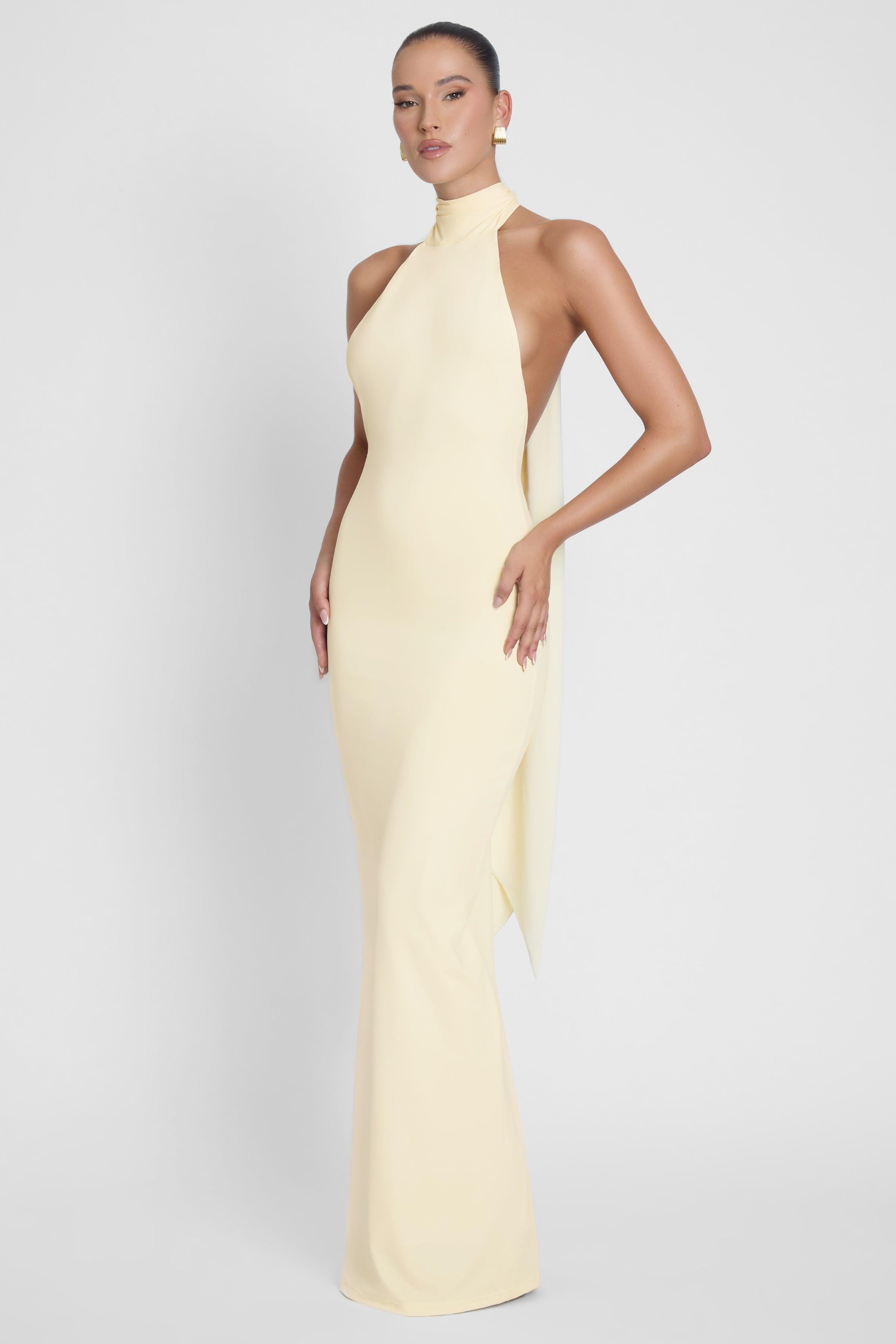 Alaia Yellow Draped Maxi Dress ICYBOO