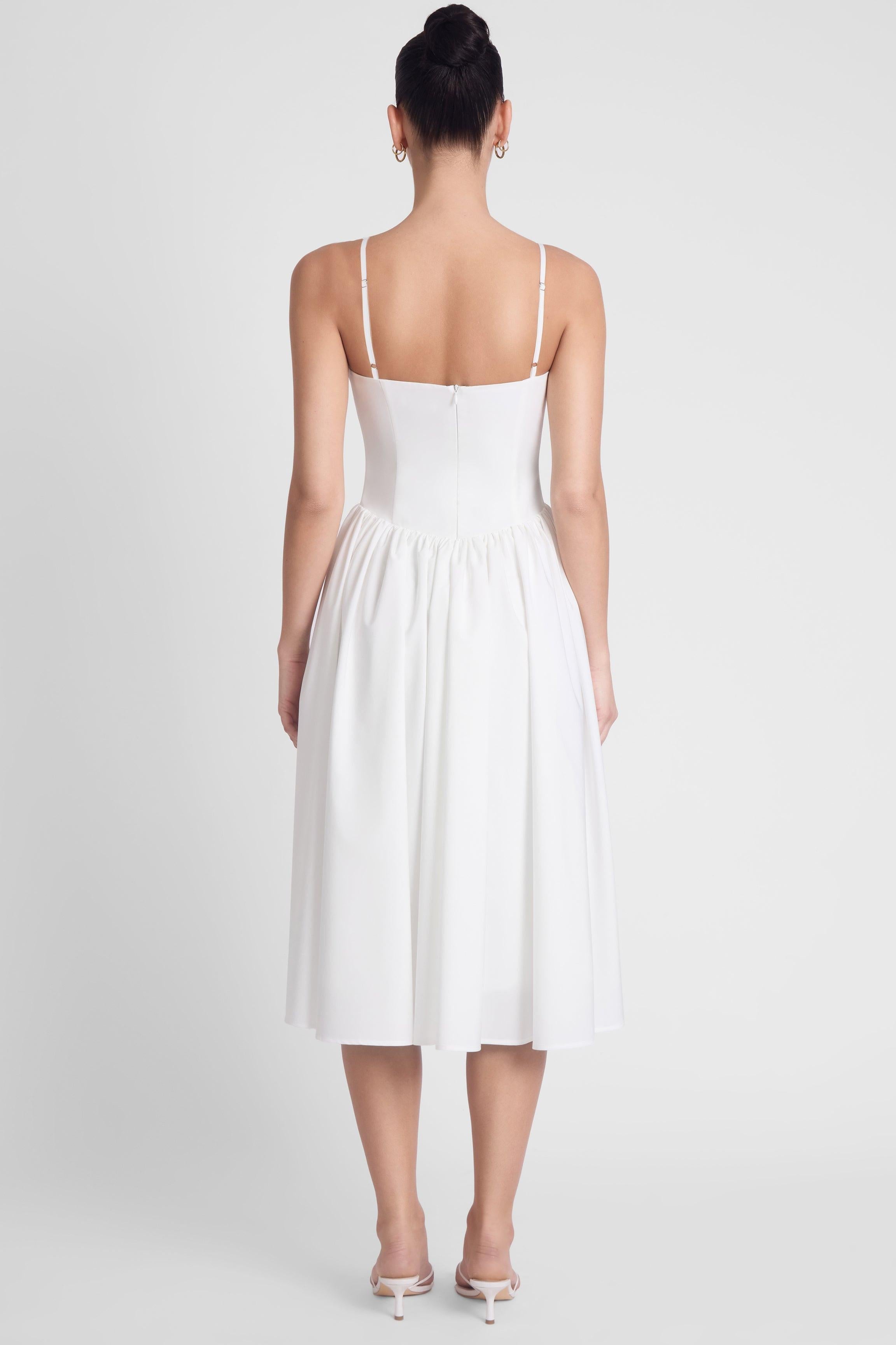 White Ballerina Bustier Midi Dress ICYBOO