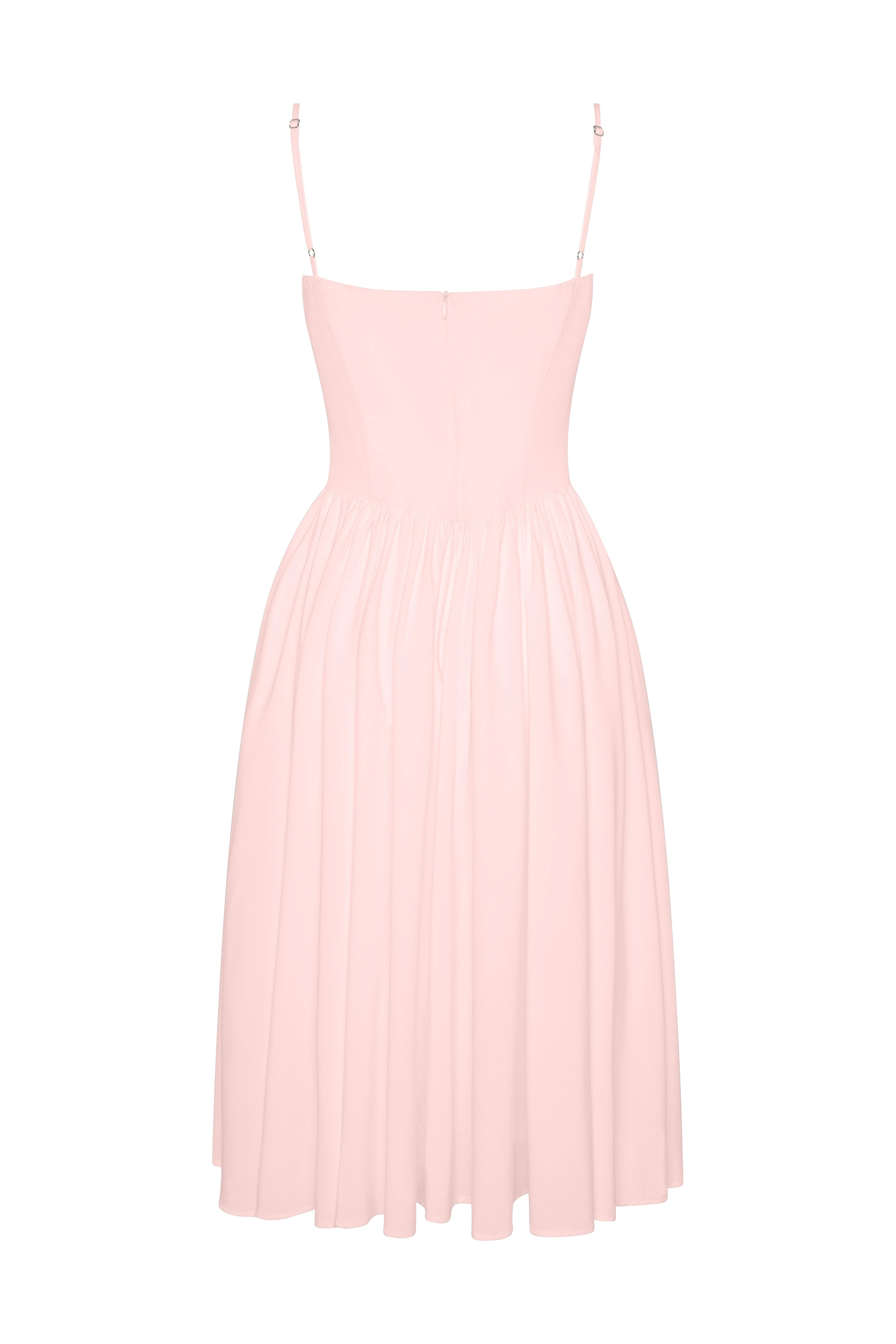 Pink Ballerina Bustier Midi Dress ICYBOO