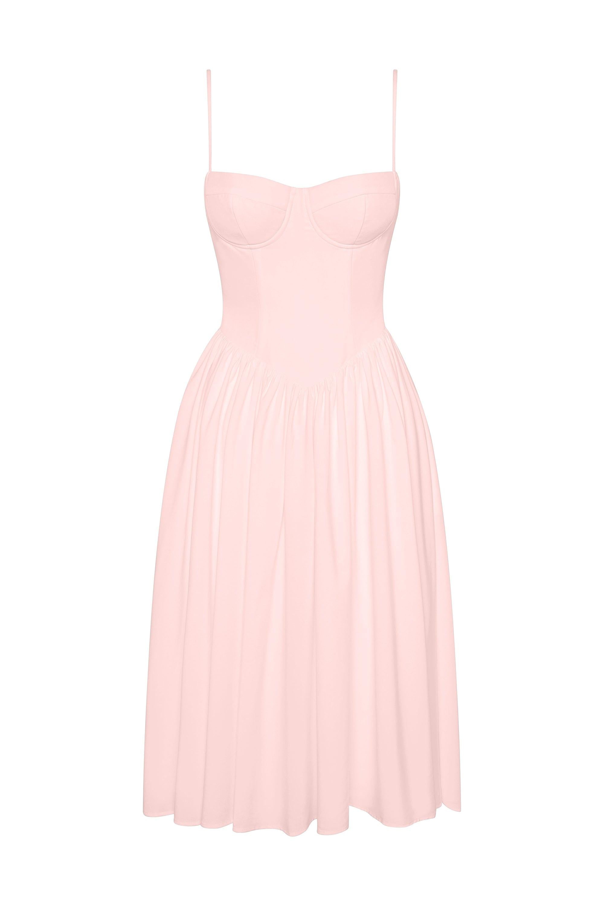 Pink Ballerina Bustier Midi Dress ICYBOO