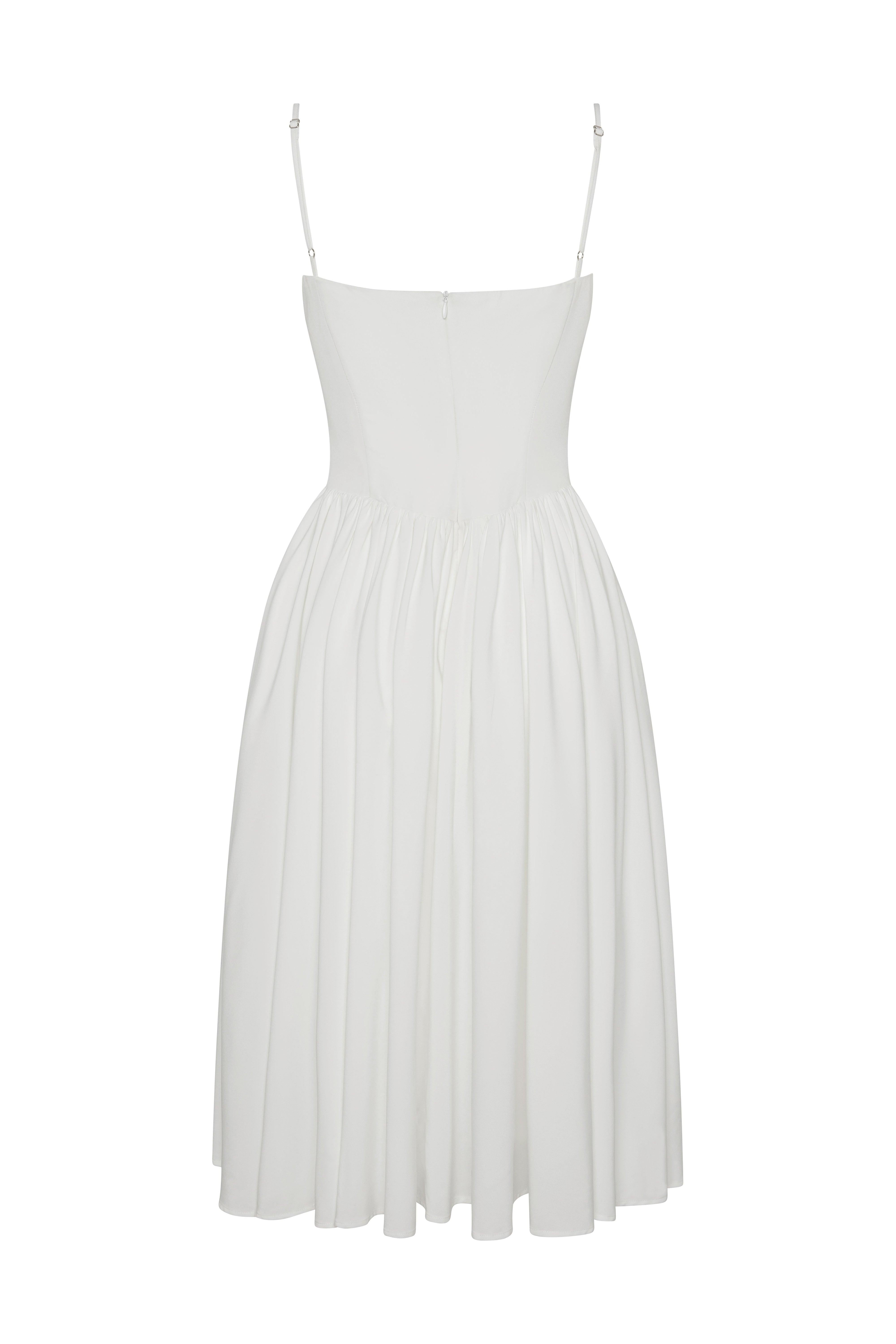 White Ballerina Bustier Midi Dress ICYBOO