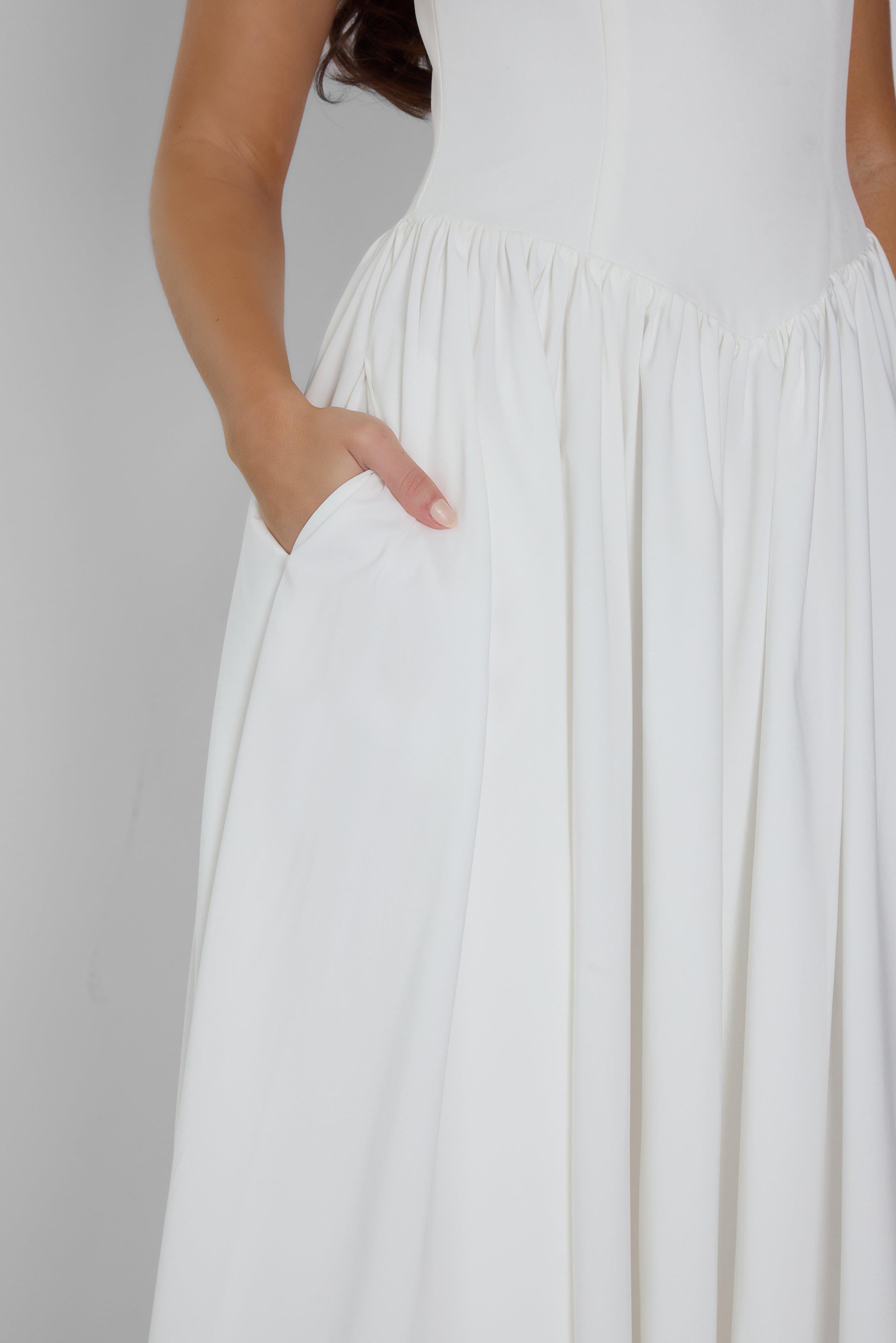 White Ballerina Bustier Midi Dress ICYBOO