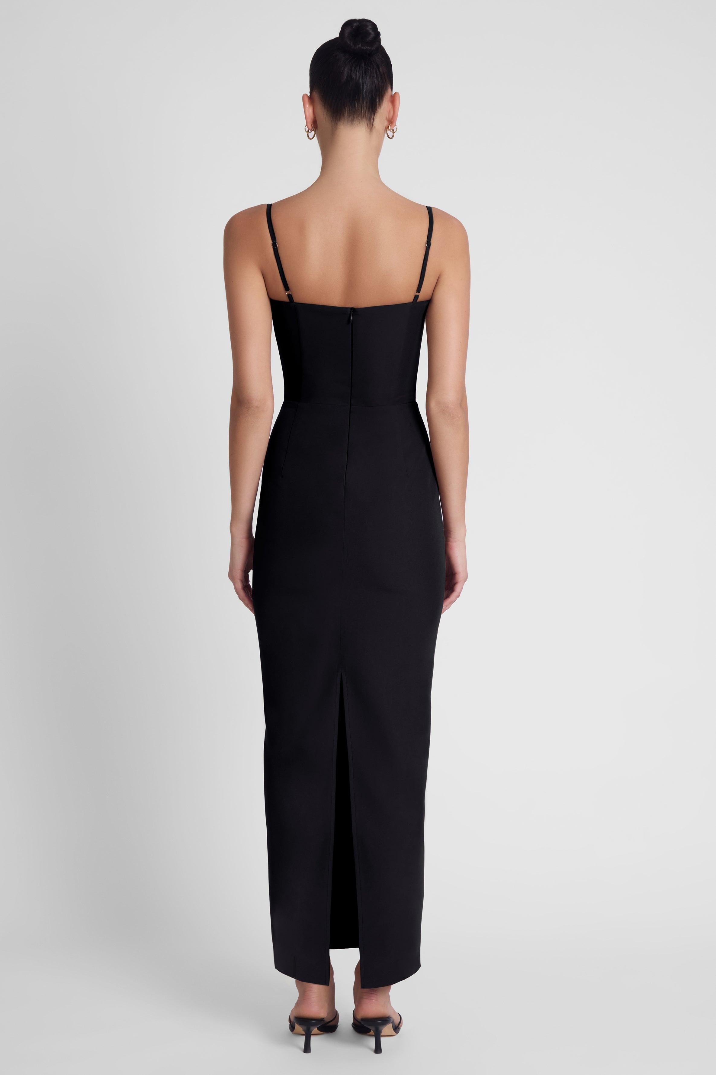 Black Belle Bustier Midi Dress ICYBOO