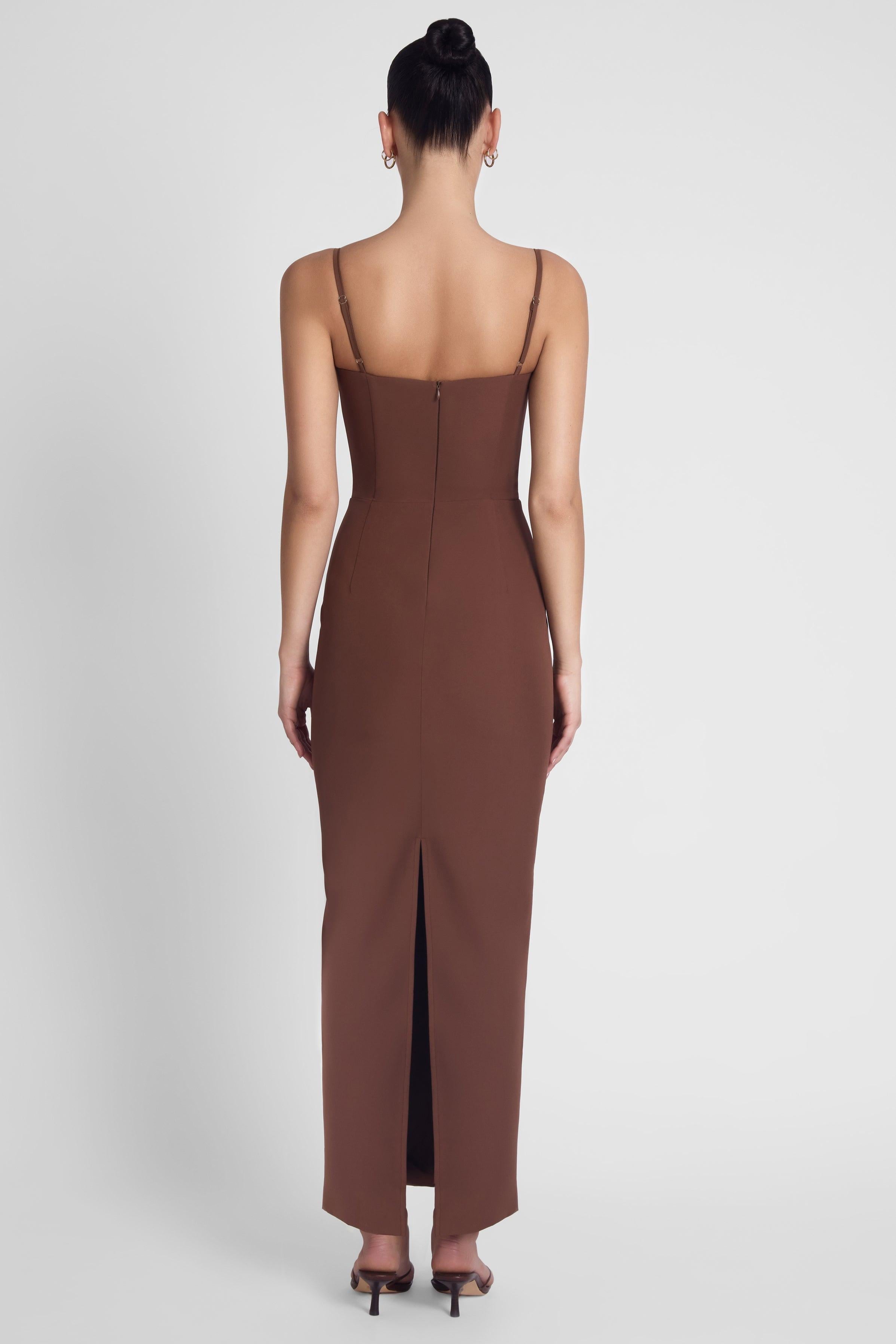 Brown Belle Bustier Midi Dress ICYBOO