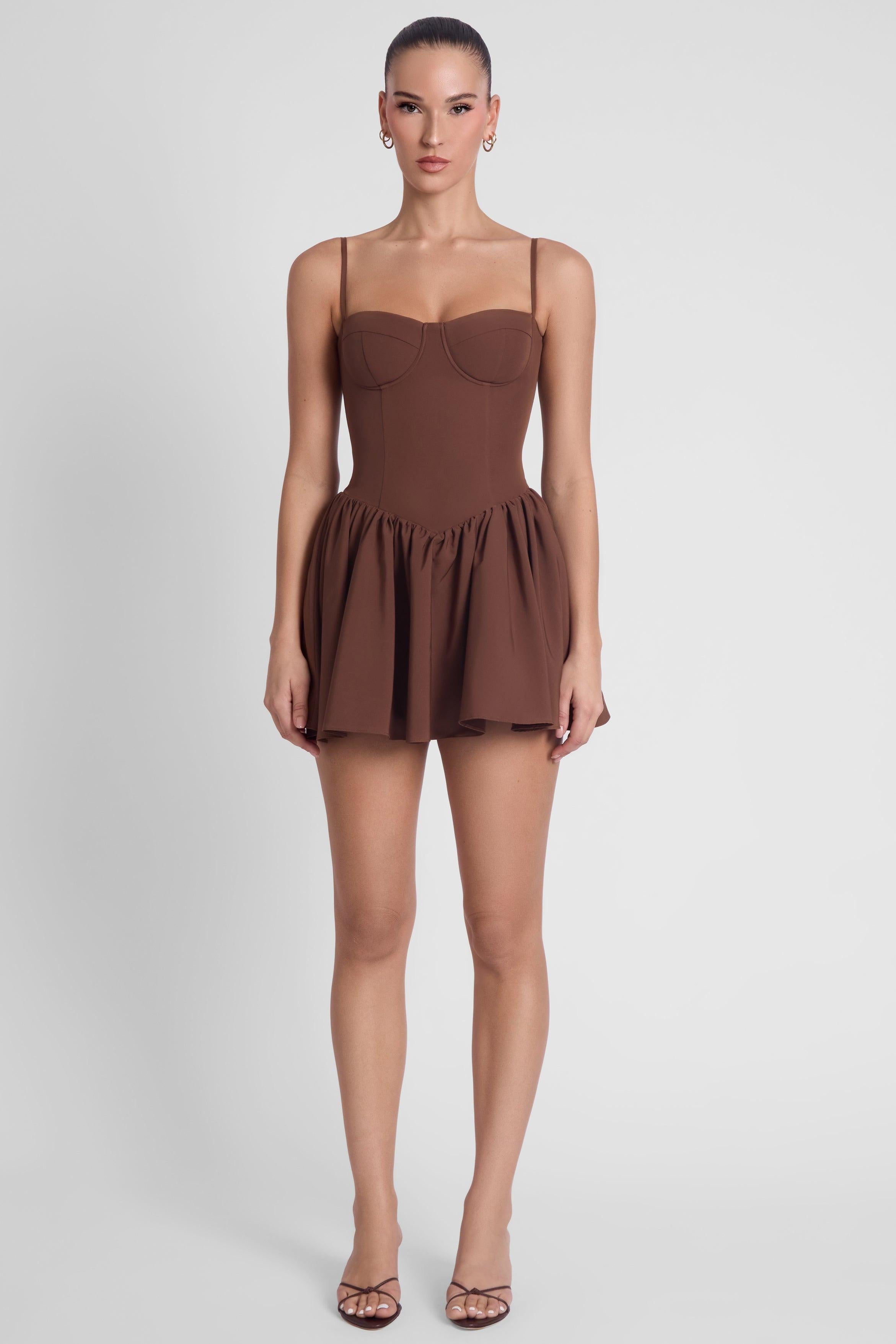 Brown Bellini Bustier Mini Dress ICYBOO