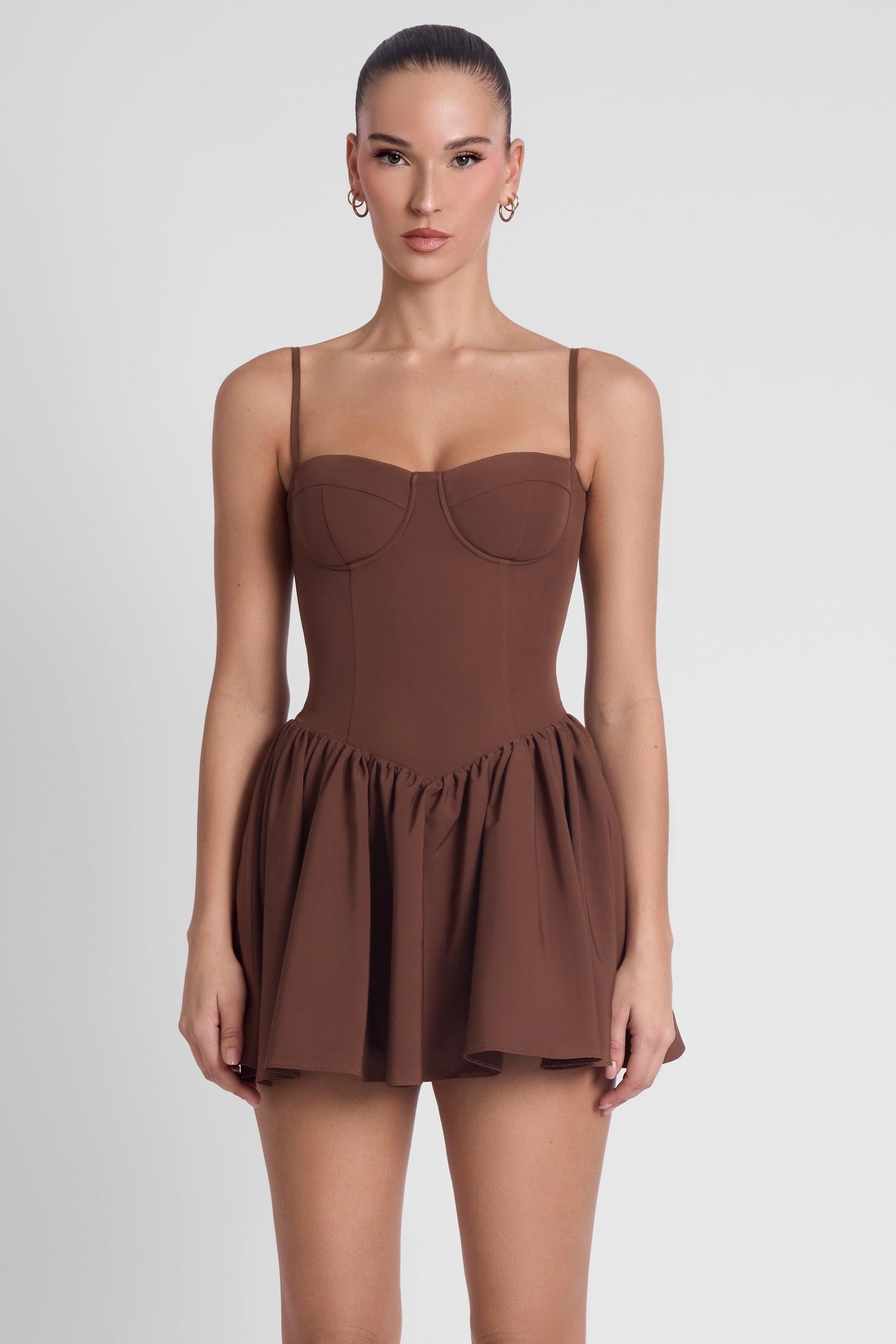Brown Bellini Bustier Mini Dress ICYBOO