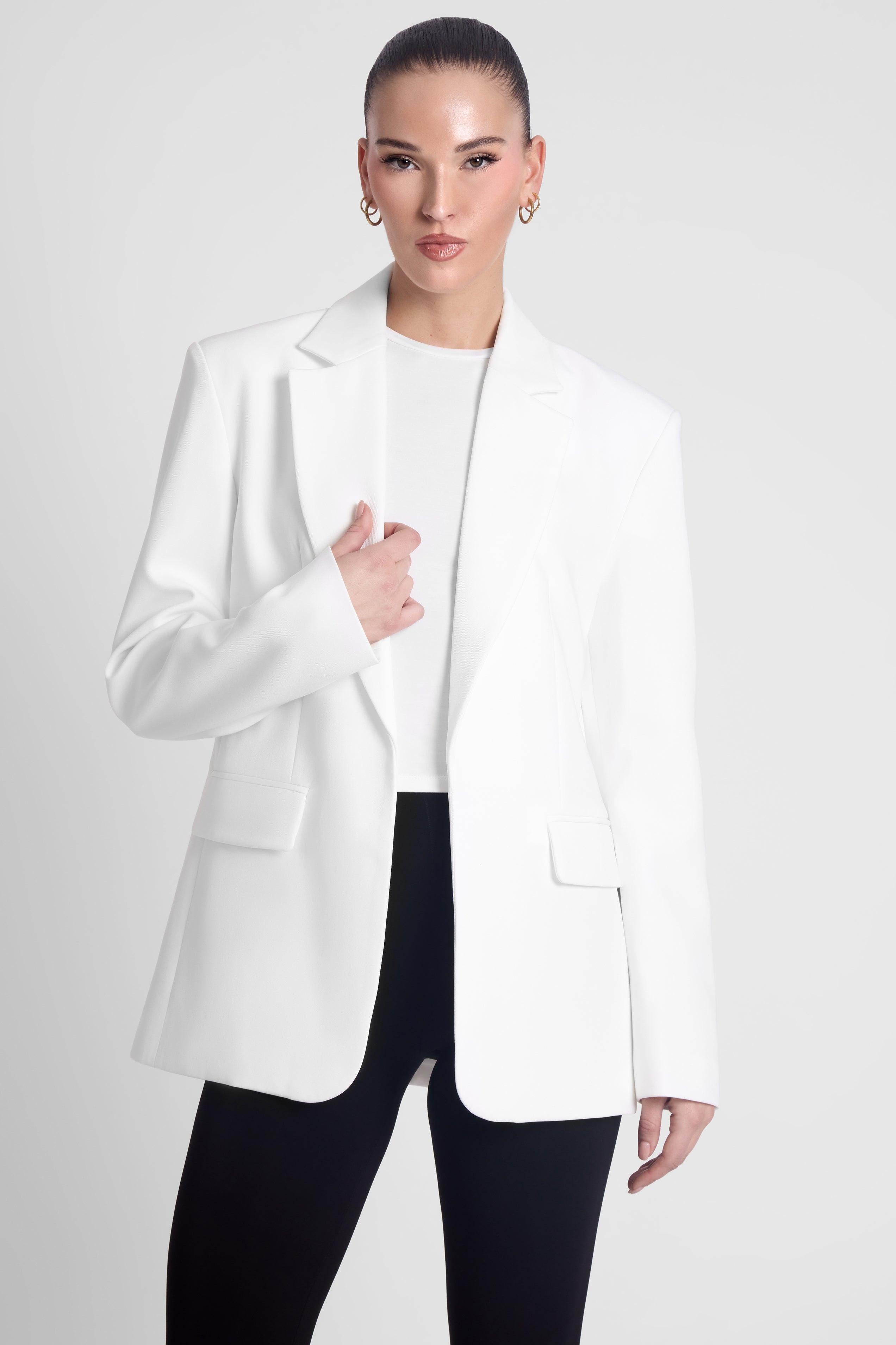 Timeless White Oversized Column Blazer ICYBOO
