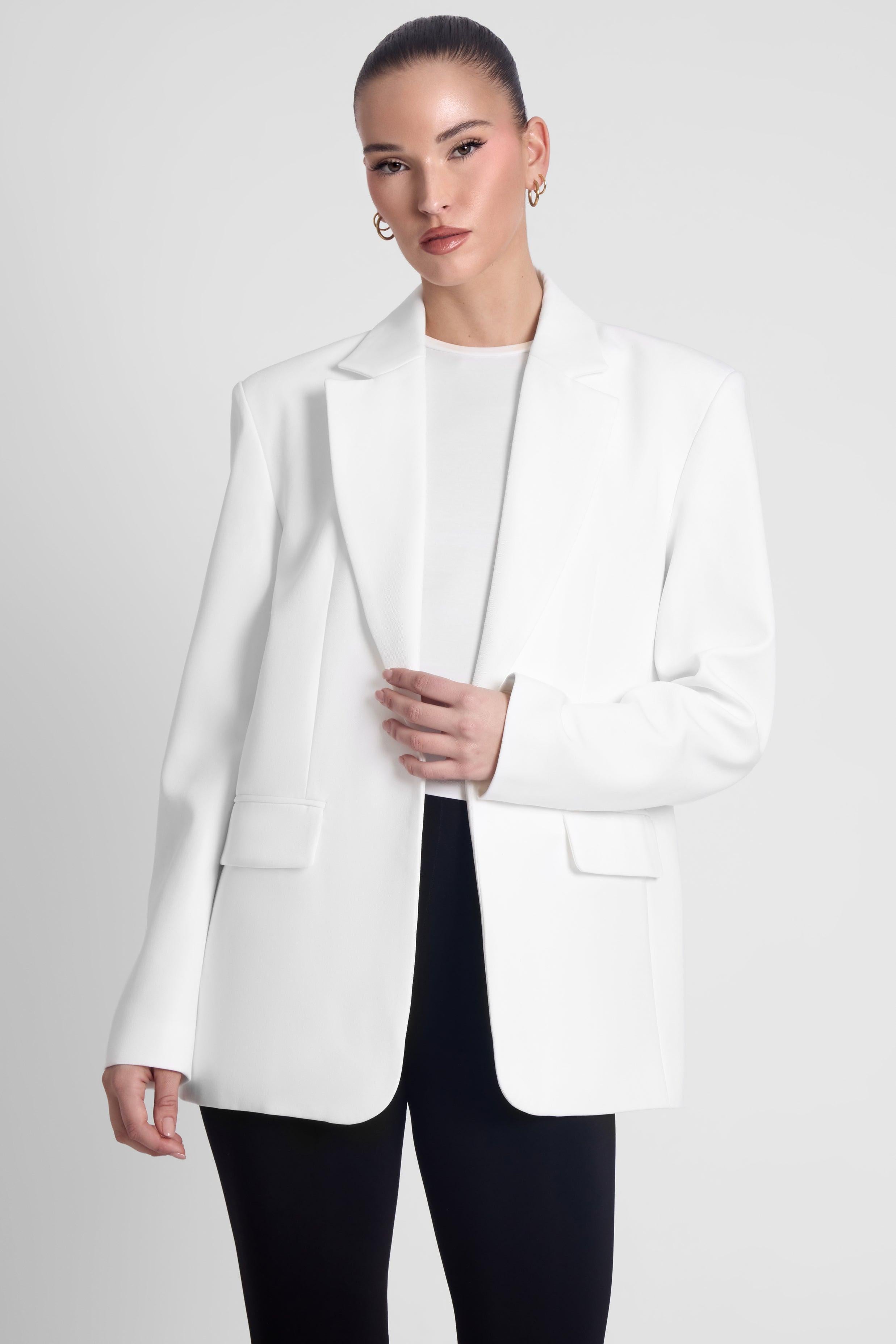 Timeless White Oversized Column Blazer ICYBOO