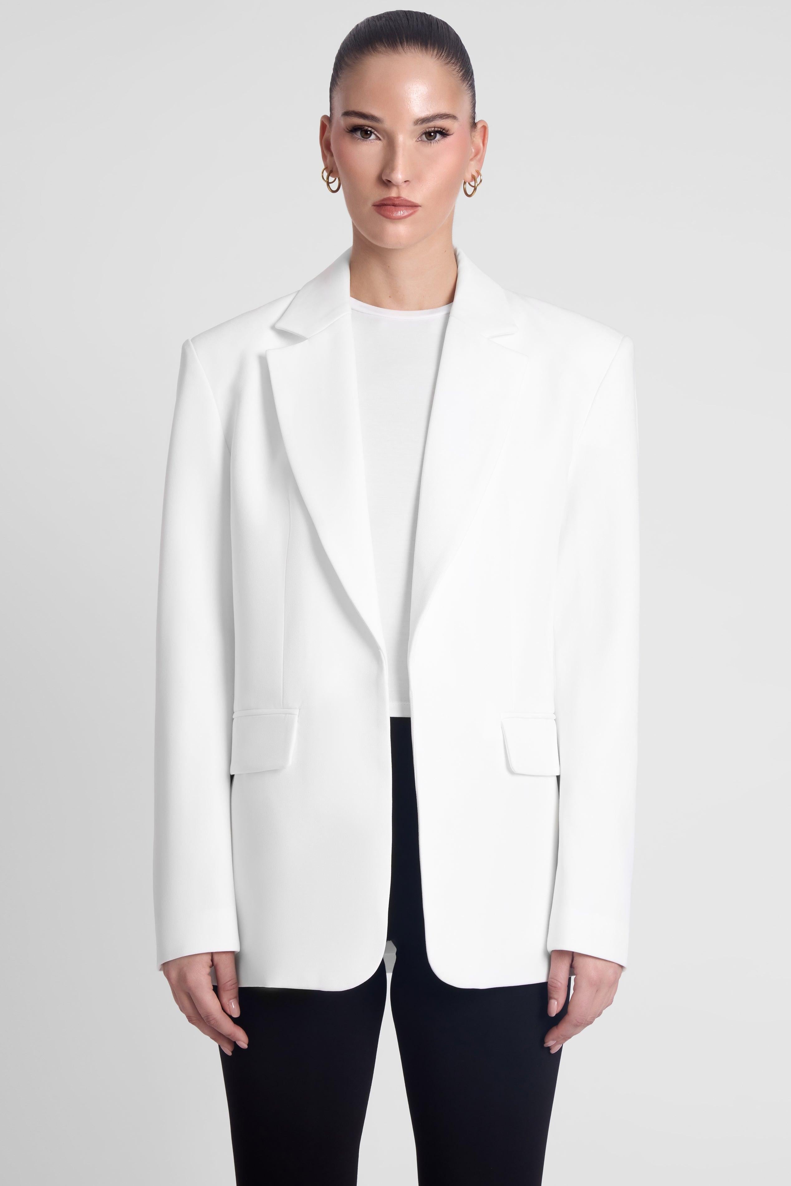 Timeless White Oversized Column Blazer ICYBOO