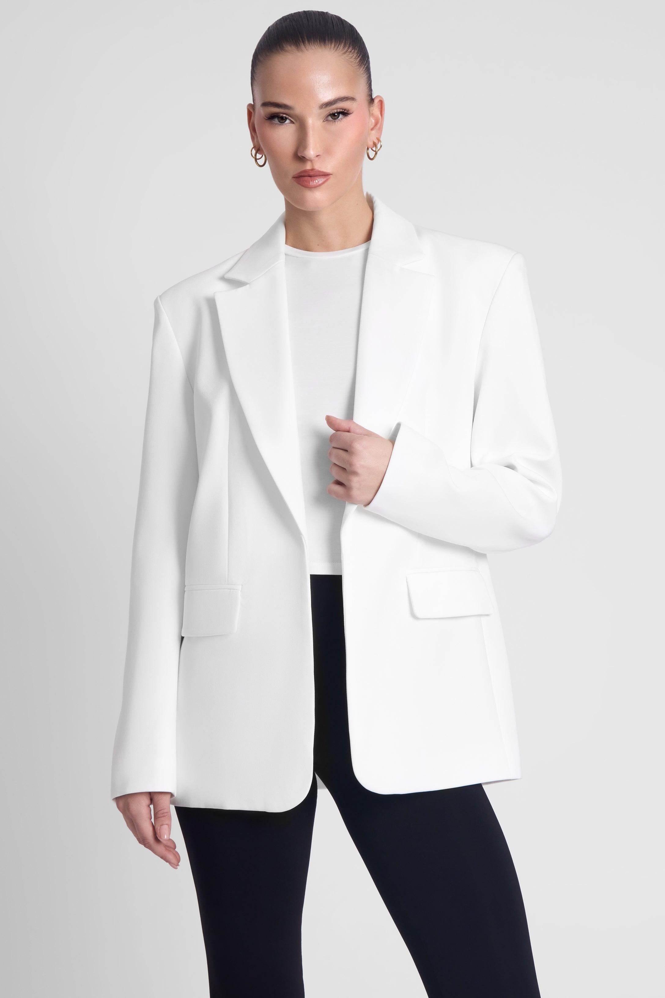 Timeless White Oversized Column Blazer ICYBOO