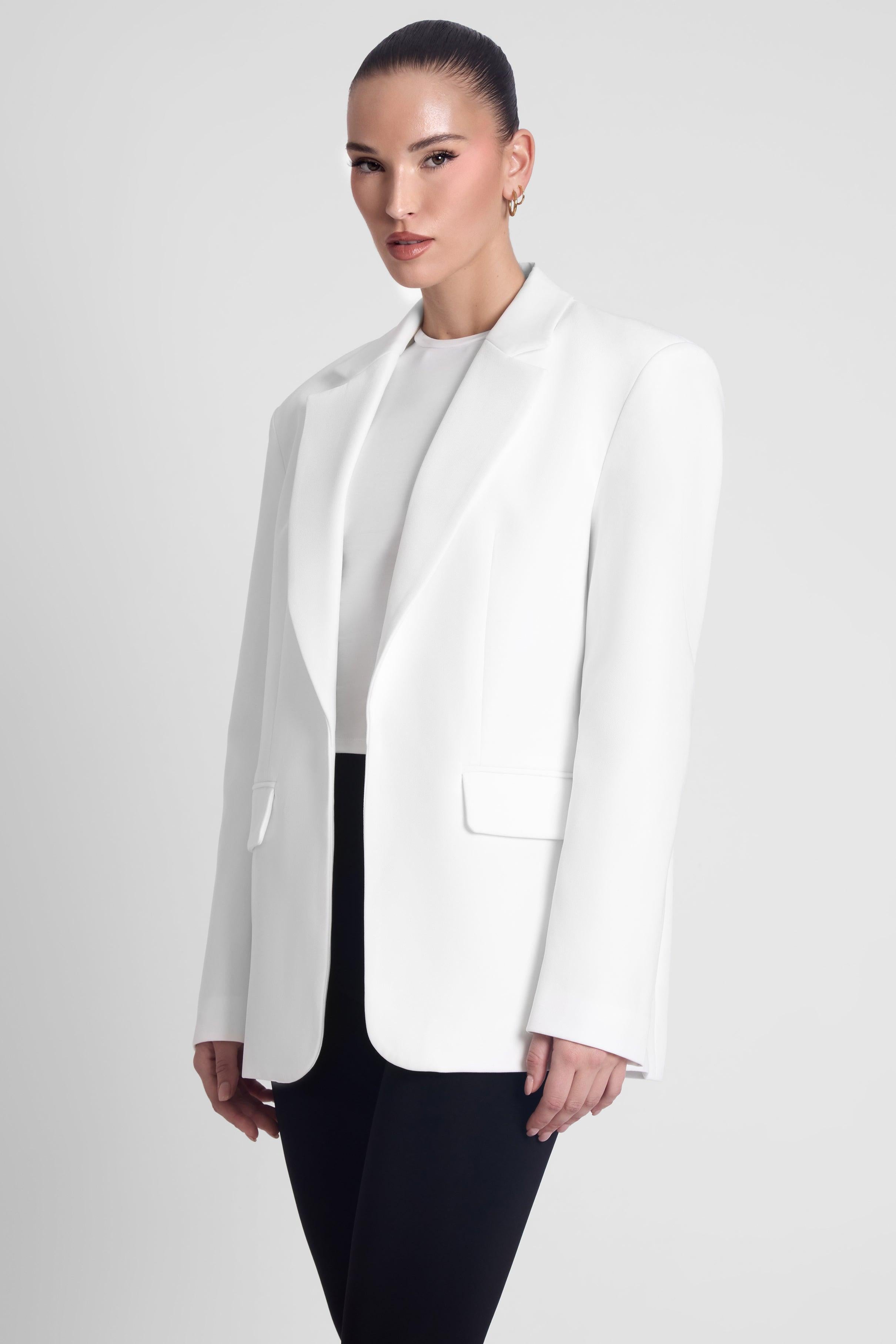 Timeless White Oversized Column Blazer ICYBOO