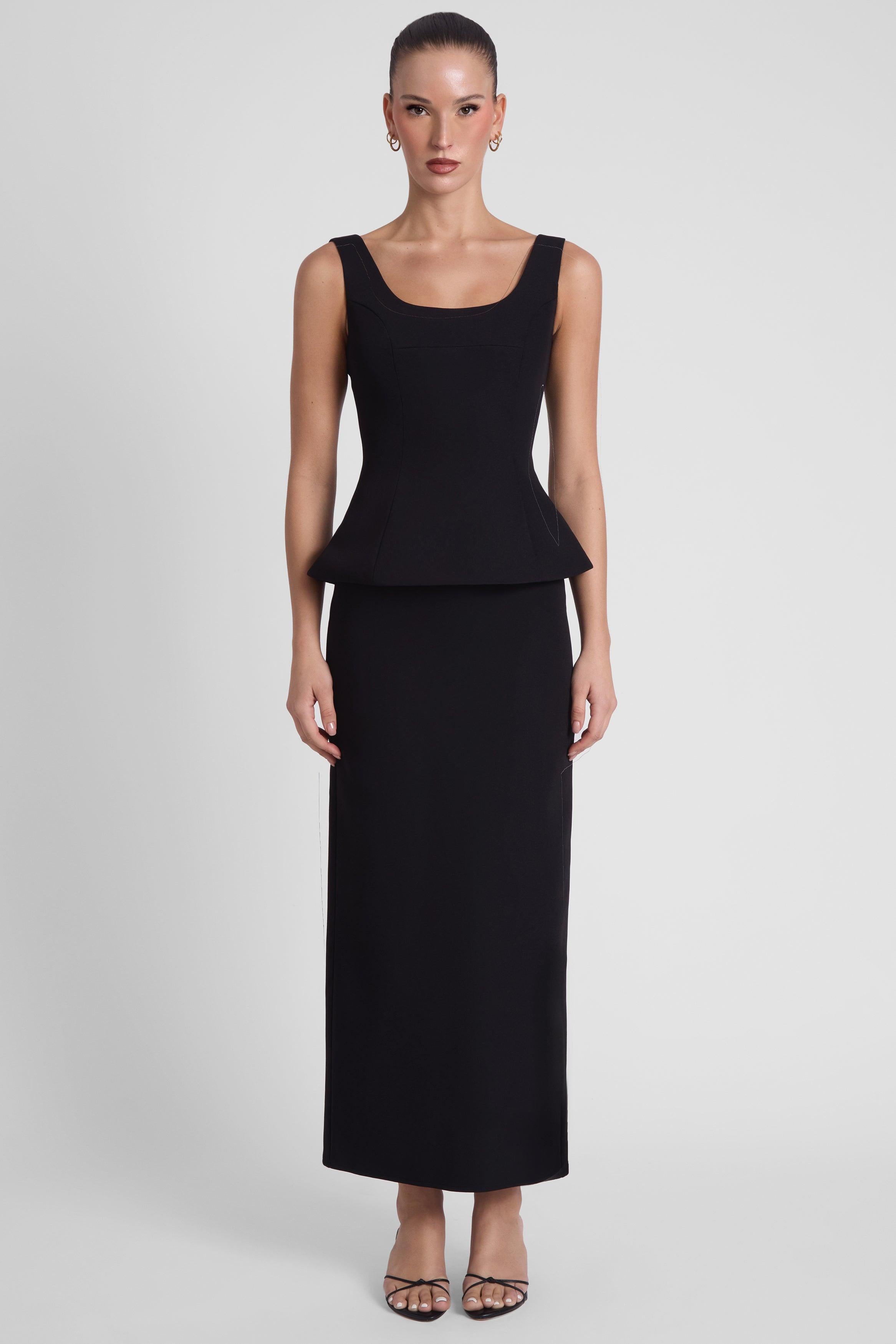 Timeless Black Column Maxi Skirt ICYBOO