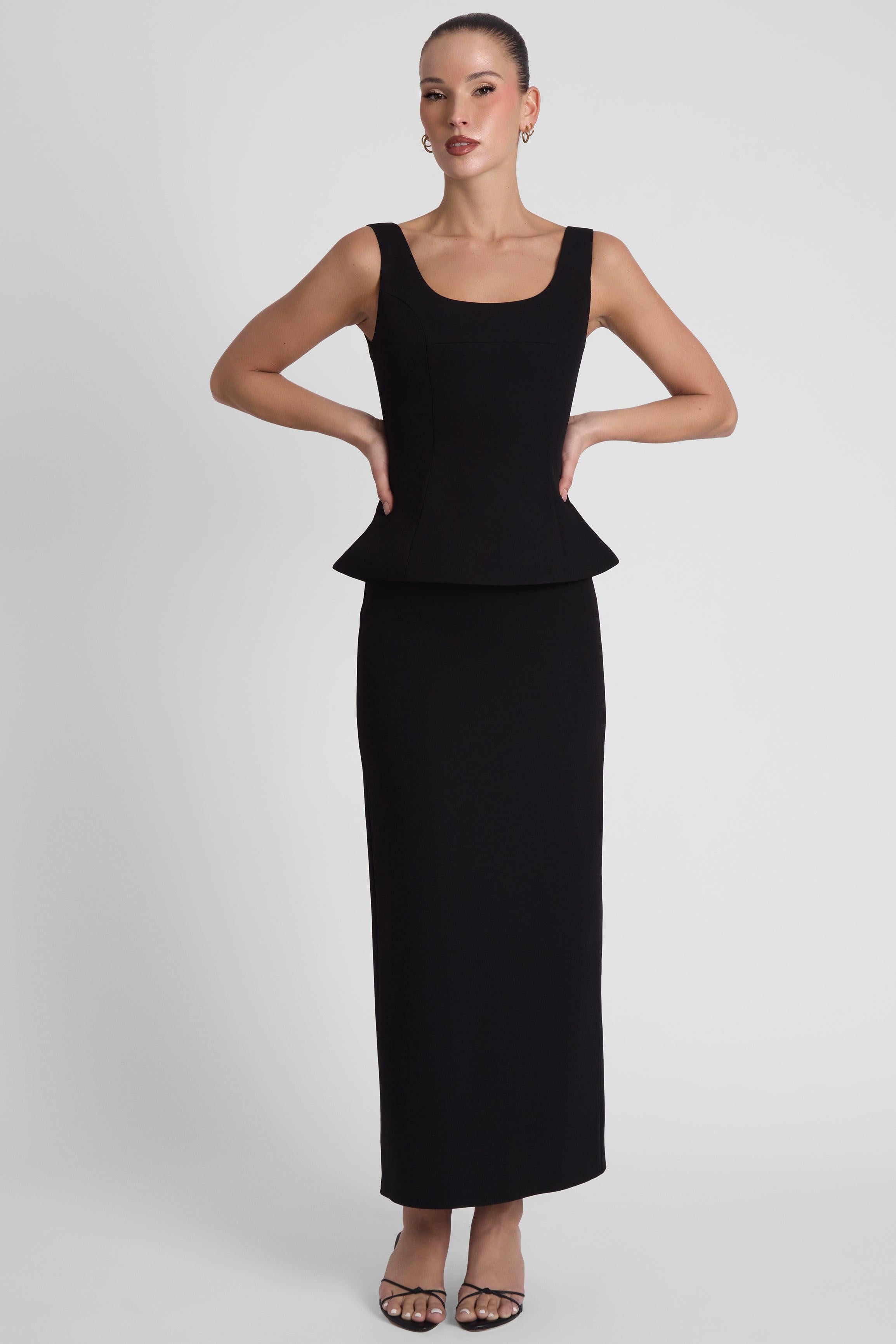 Timeless Black Column Maxi Skirt ICYBOO