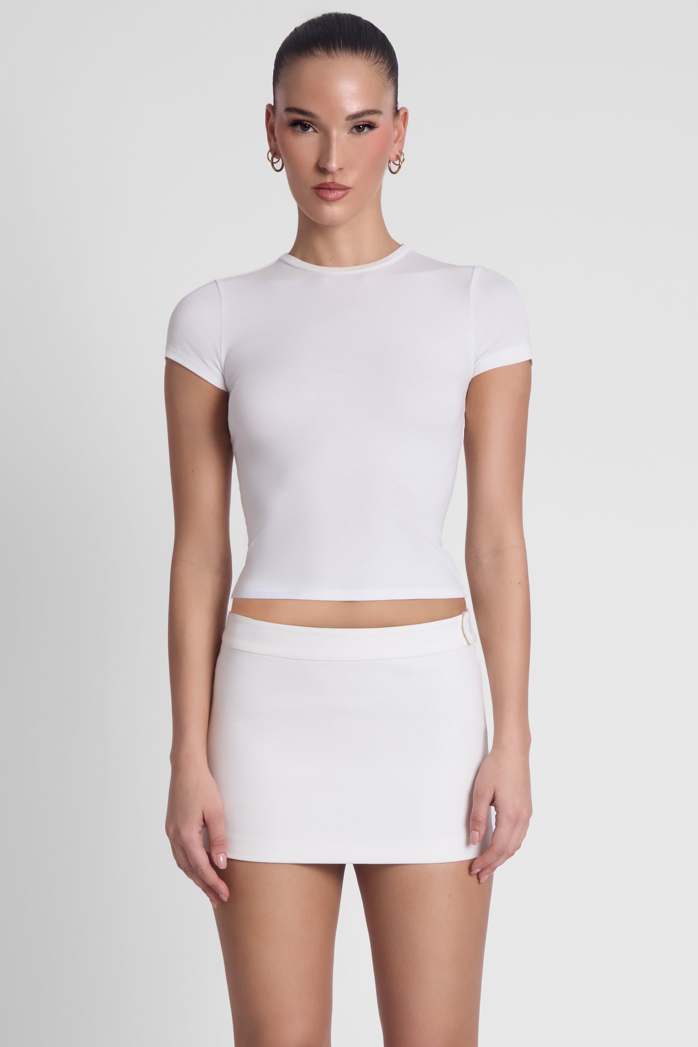 White Classic Column Micro Mini Skirt ICYBOO