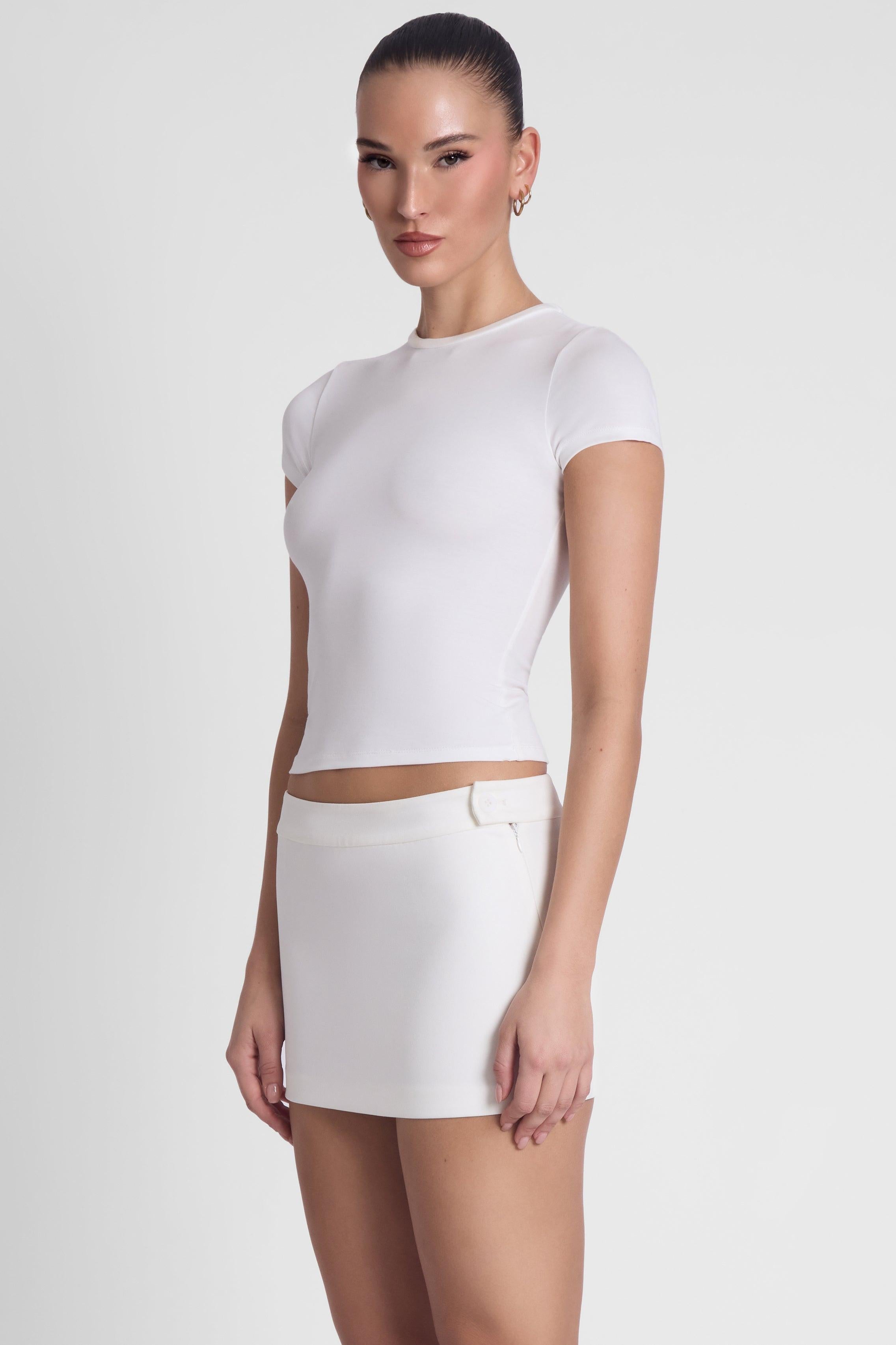 White Classic Column Micro Mini Skirt ICYBOO