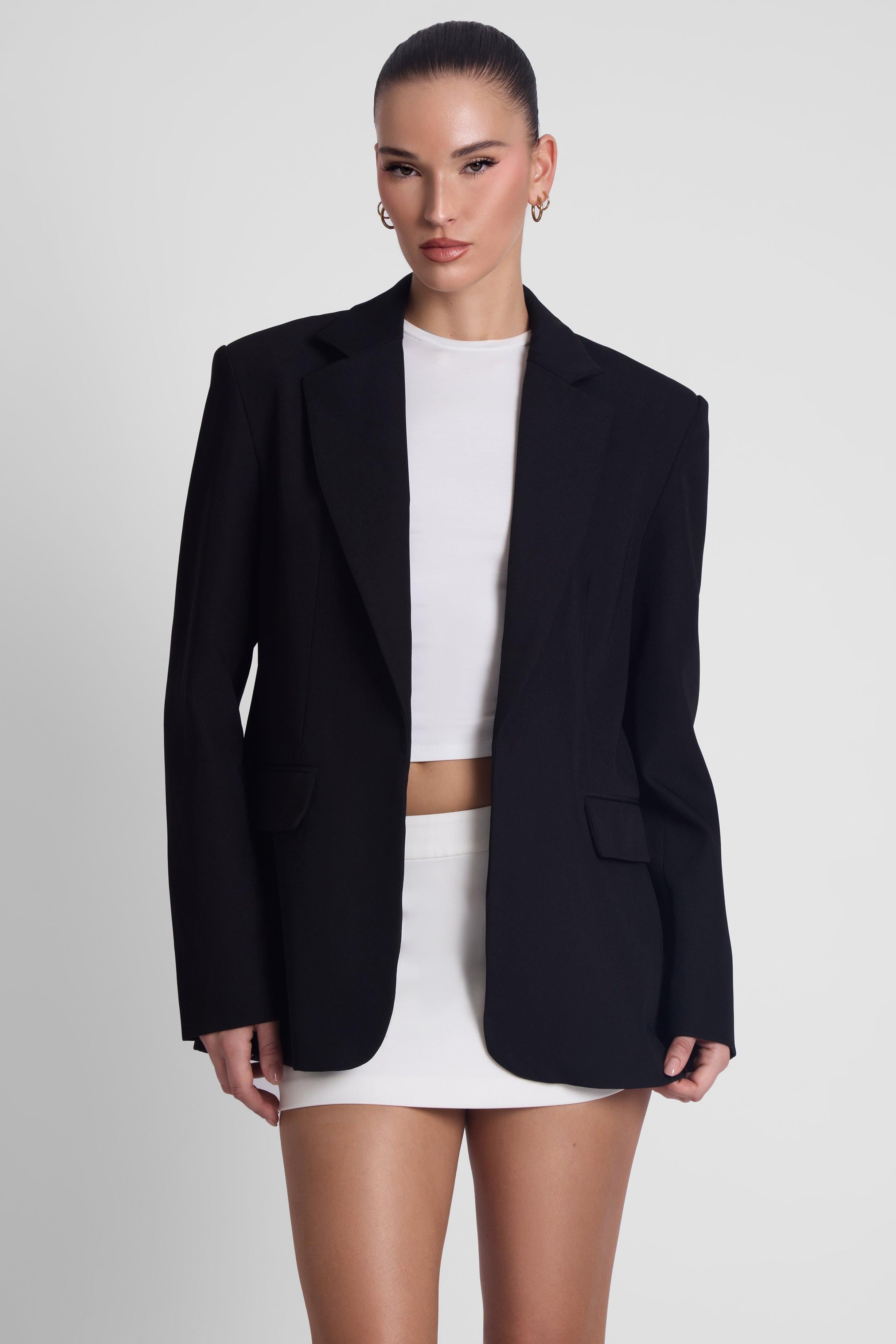 Timeless Black Oversized Column Blazer ICYBOO
