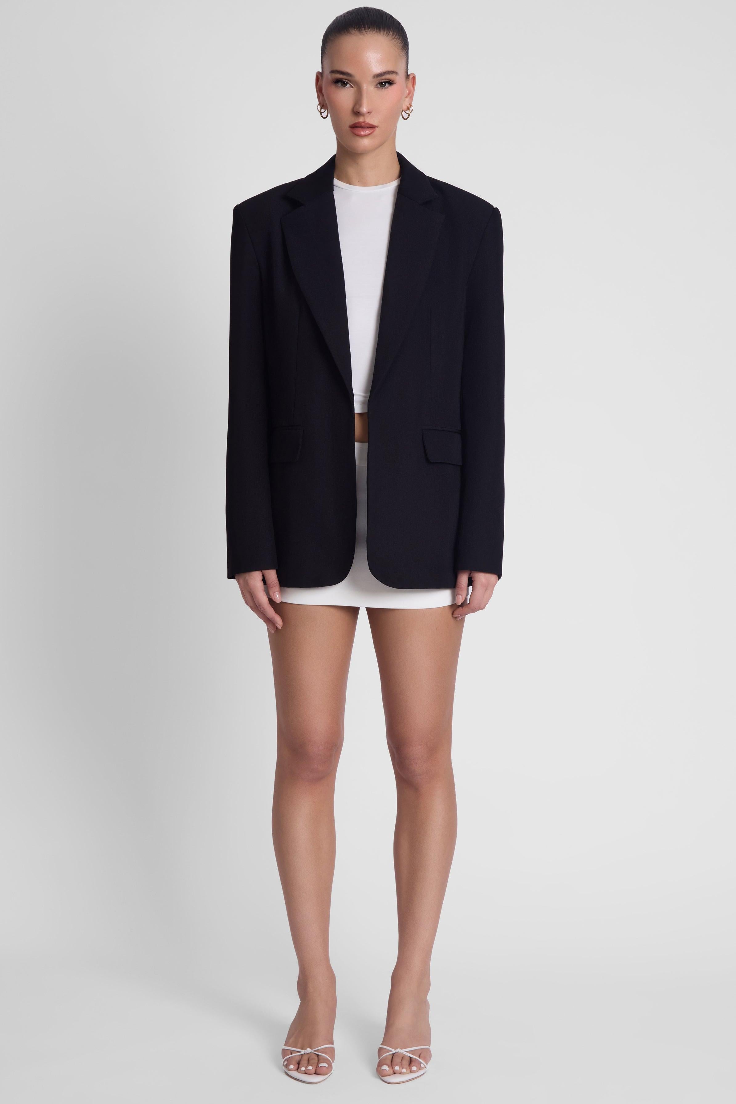 Timeless Black Oversized Column Blazer ICYBOO
