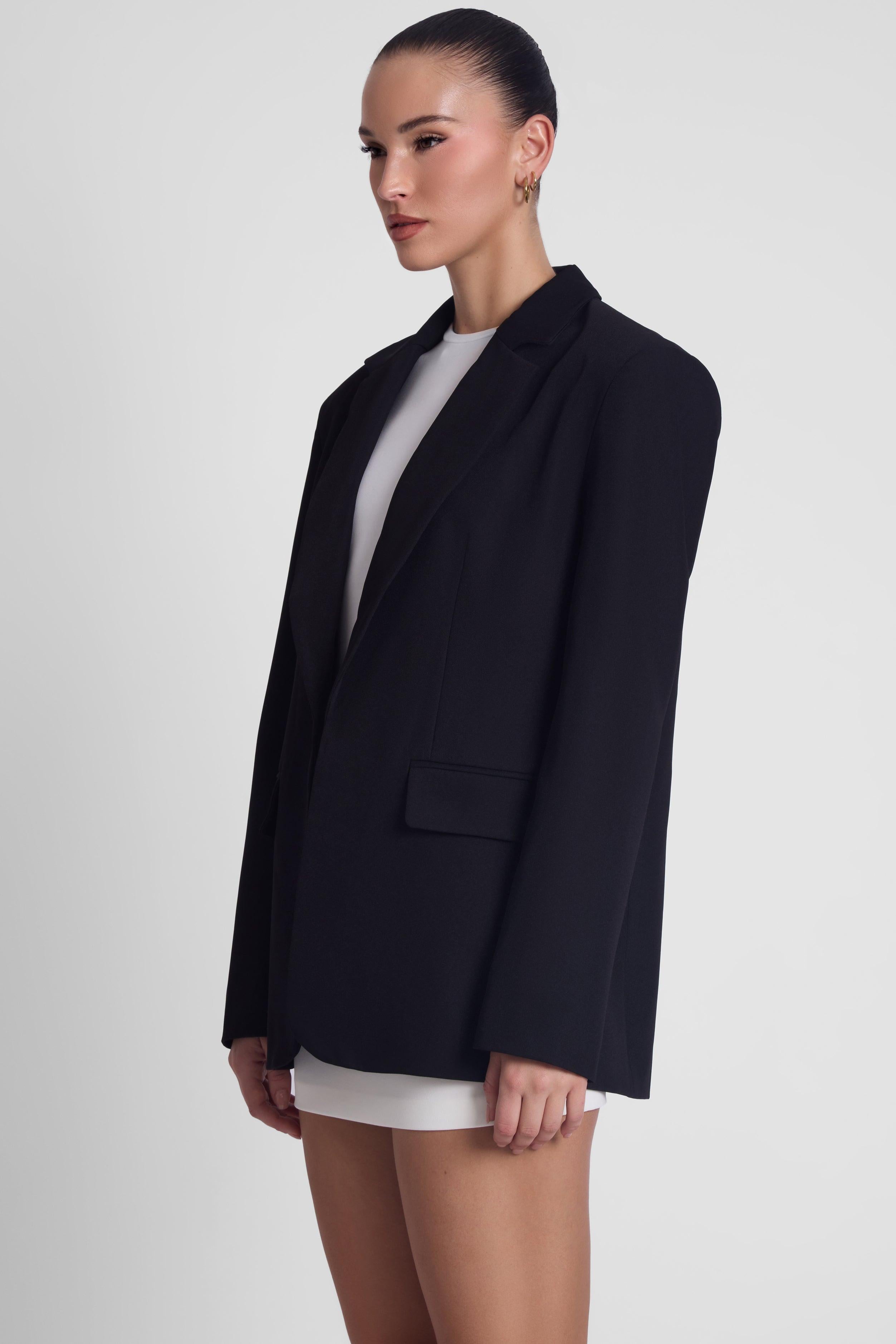Timeless Black Oversized Column Blazer ICYBOO