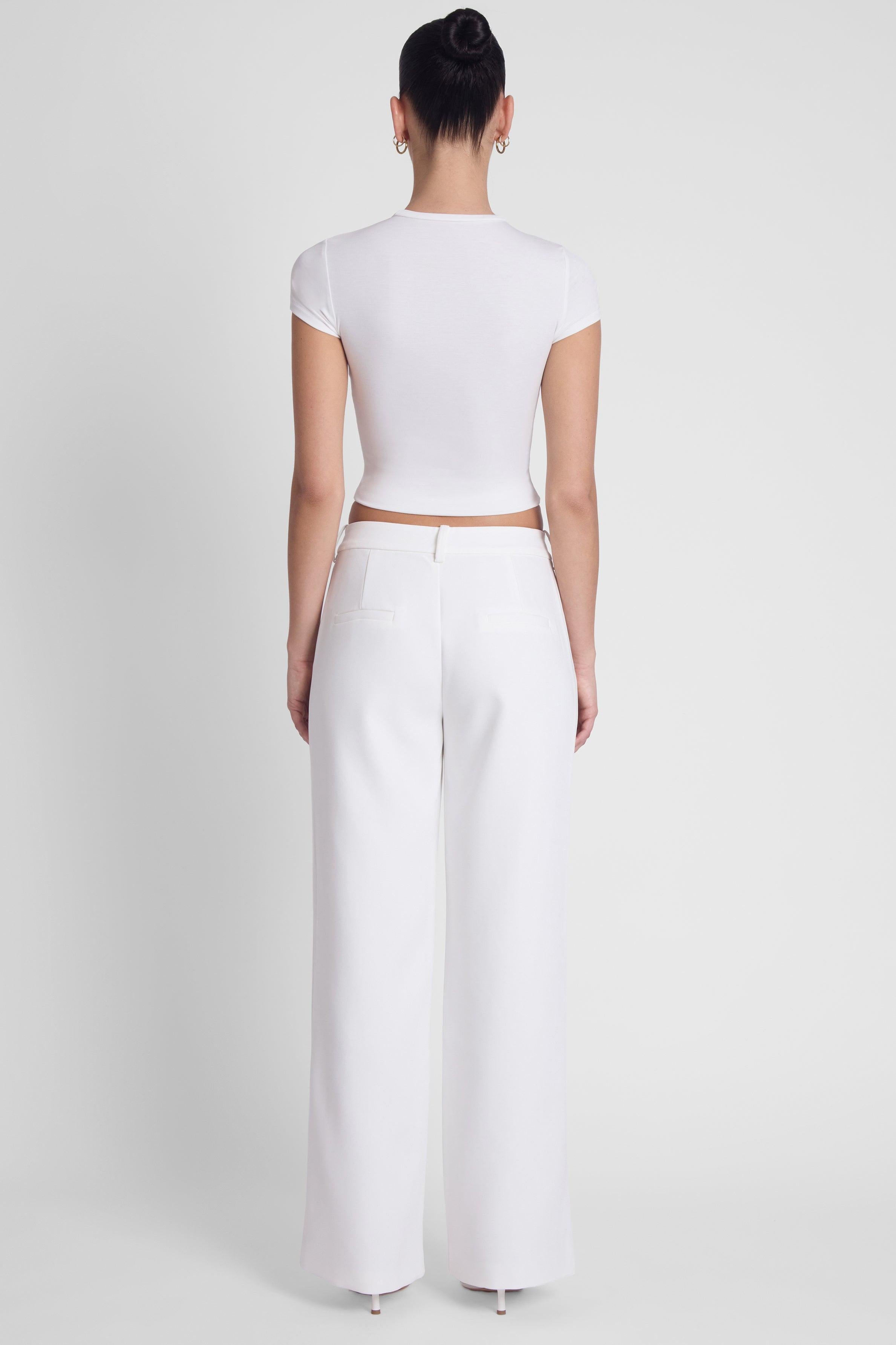 White Classic Straight Column Trousers ICYBOO