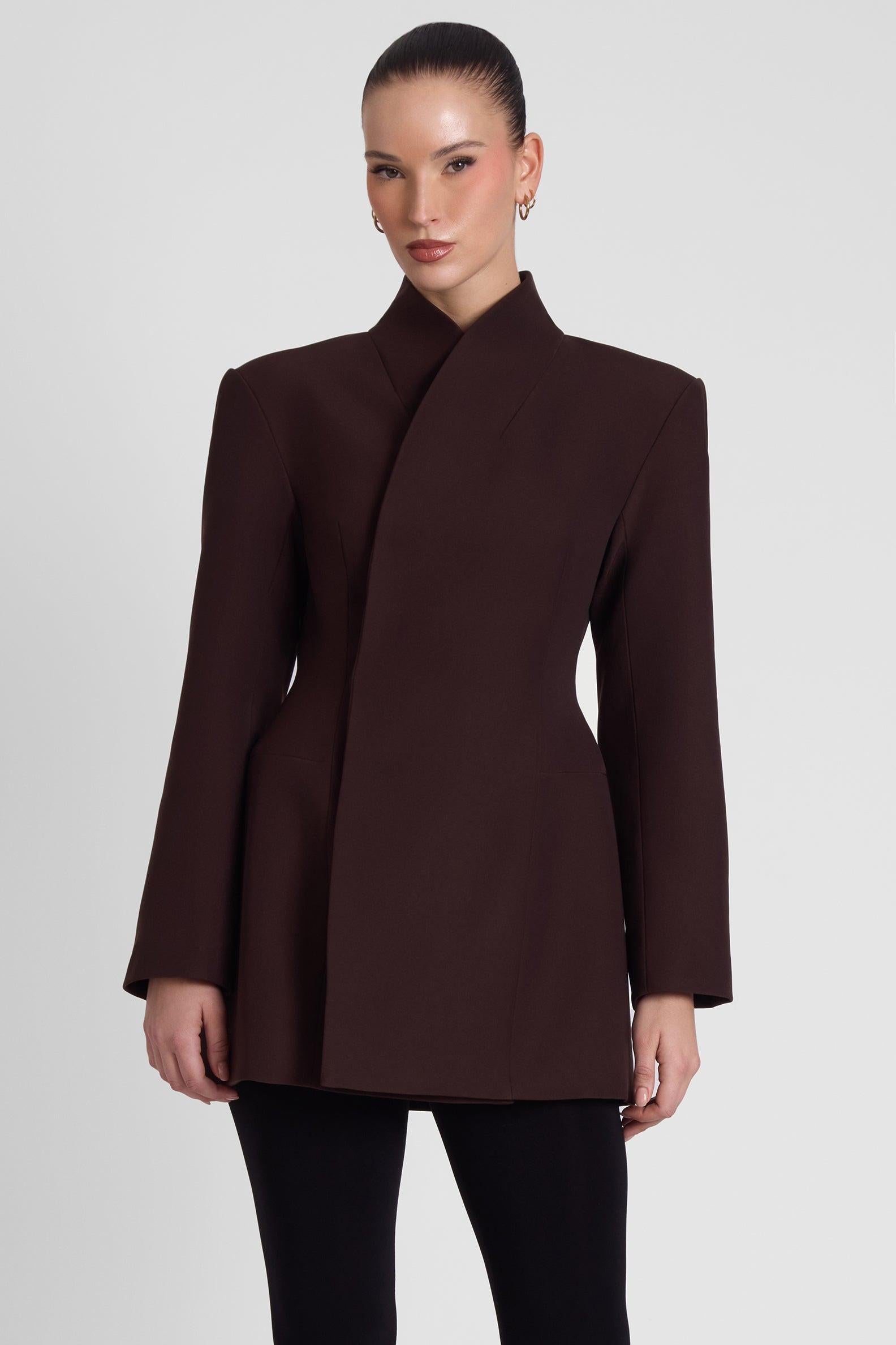 Cairo Belted Hourglass Coat - Rich Chocolate Brown ICYBOO