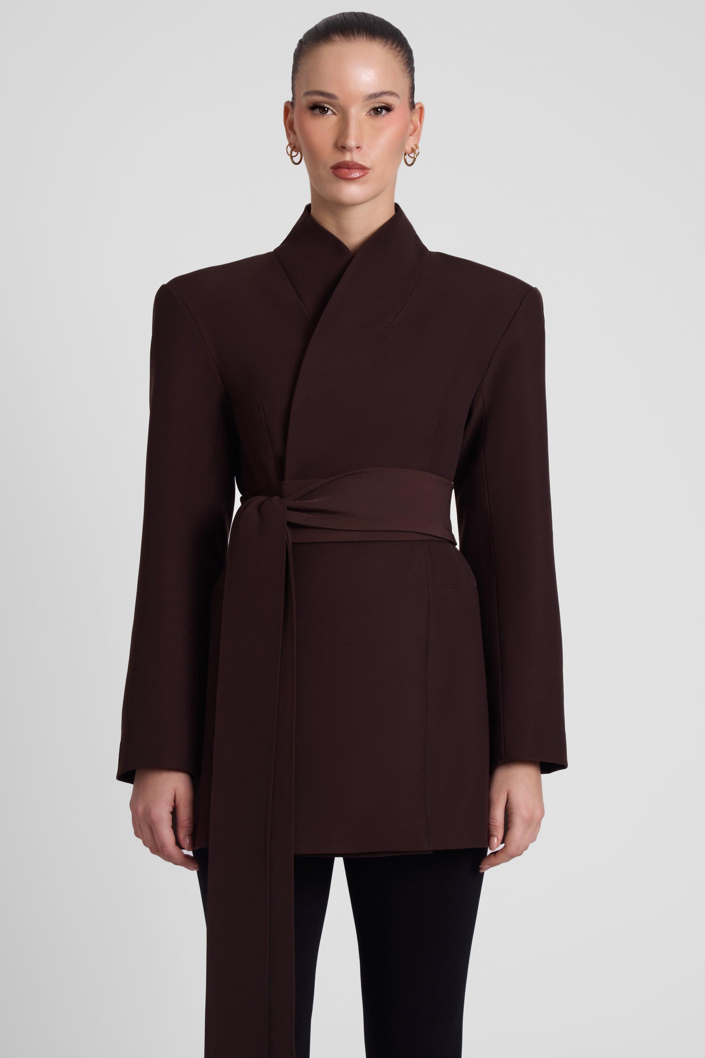 Cairo Belted Hourglass Coat - Rich Chocolate Brown ICYBOO