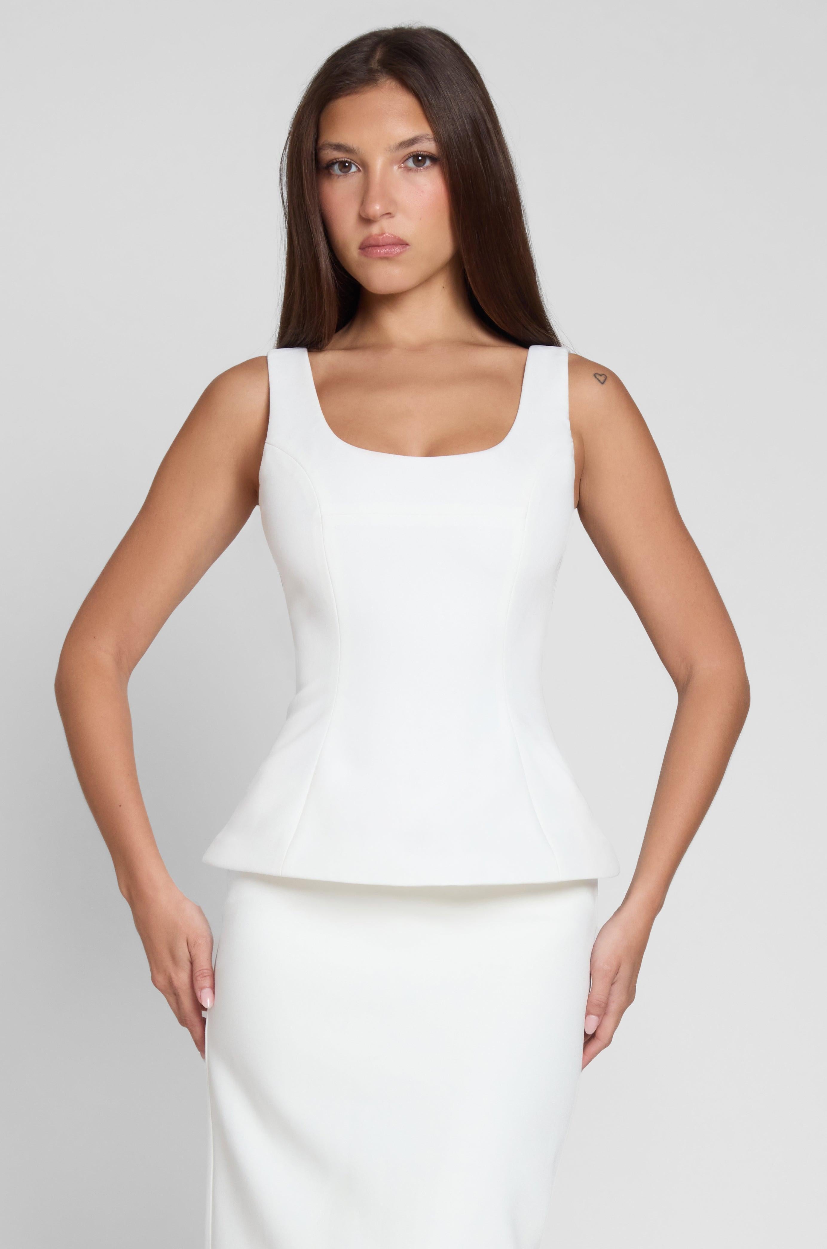 Calesia White Contour Bustier Top ICYBOO