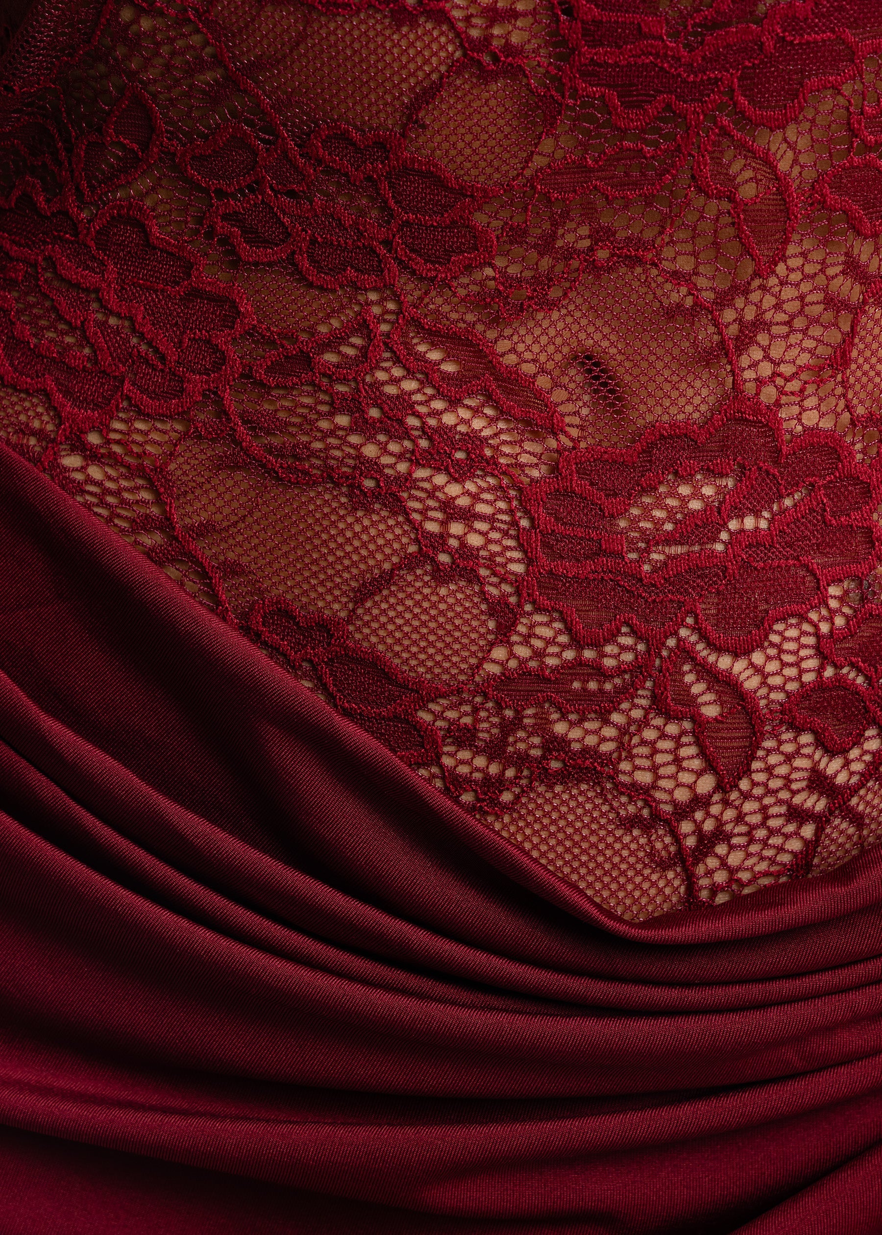 Captivated Heart Lace Maxi Dress - Burgundy ICYBOO