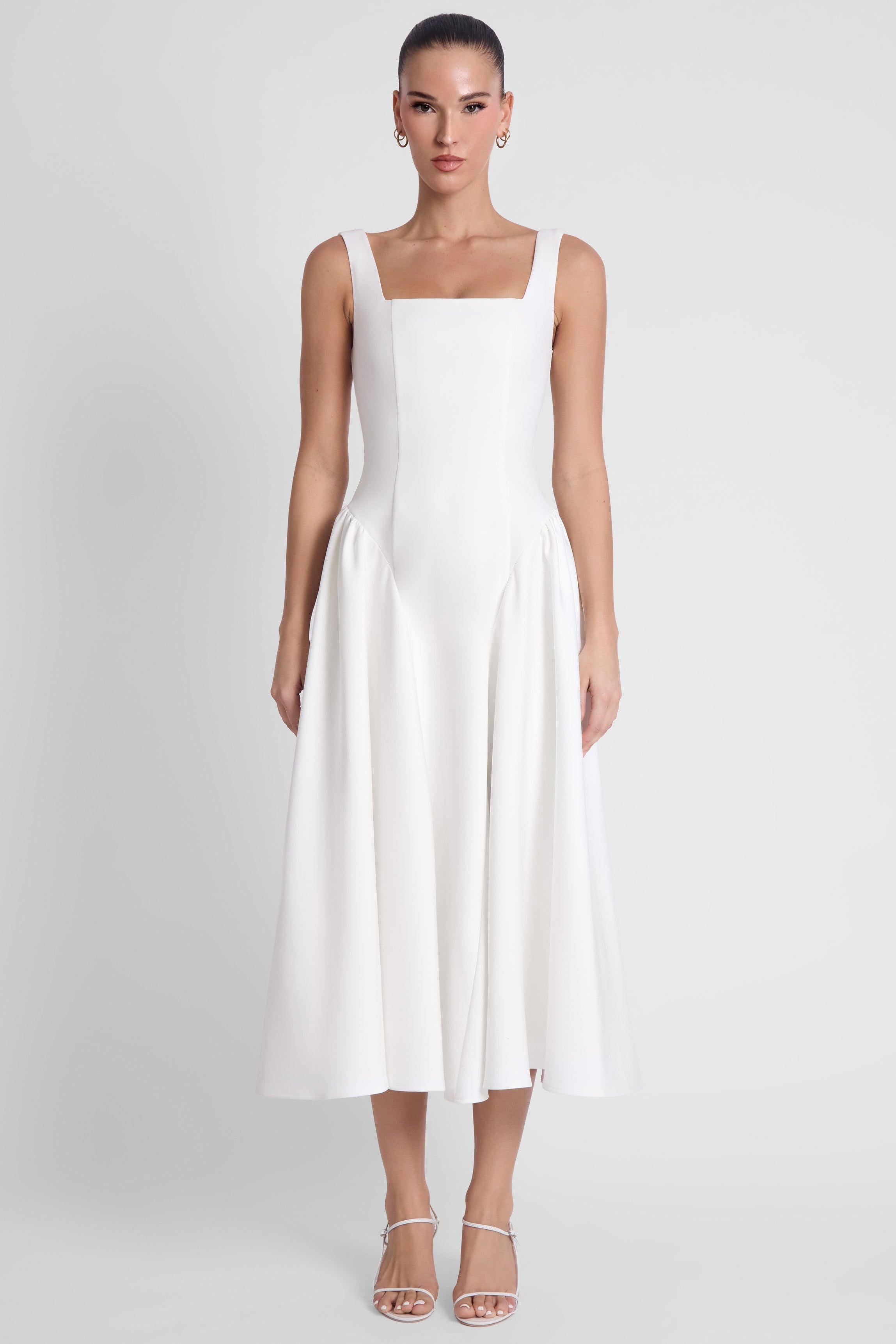 White Chloe Corset Midi Dress ICYBOO