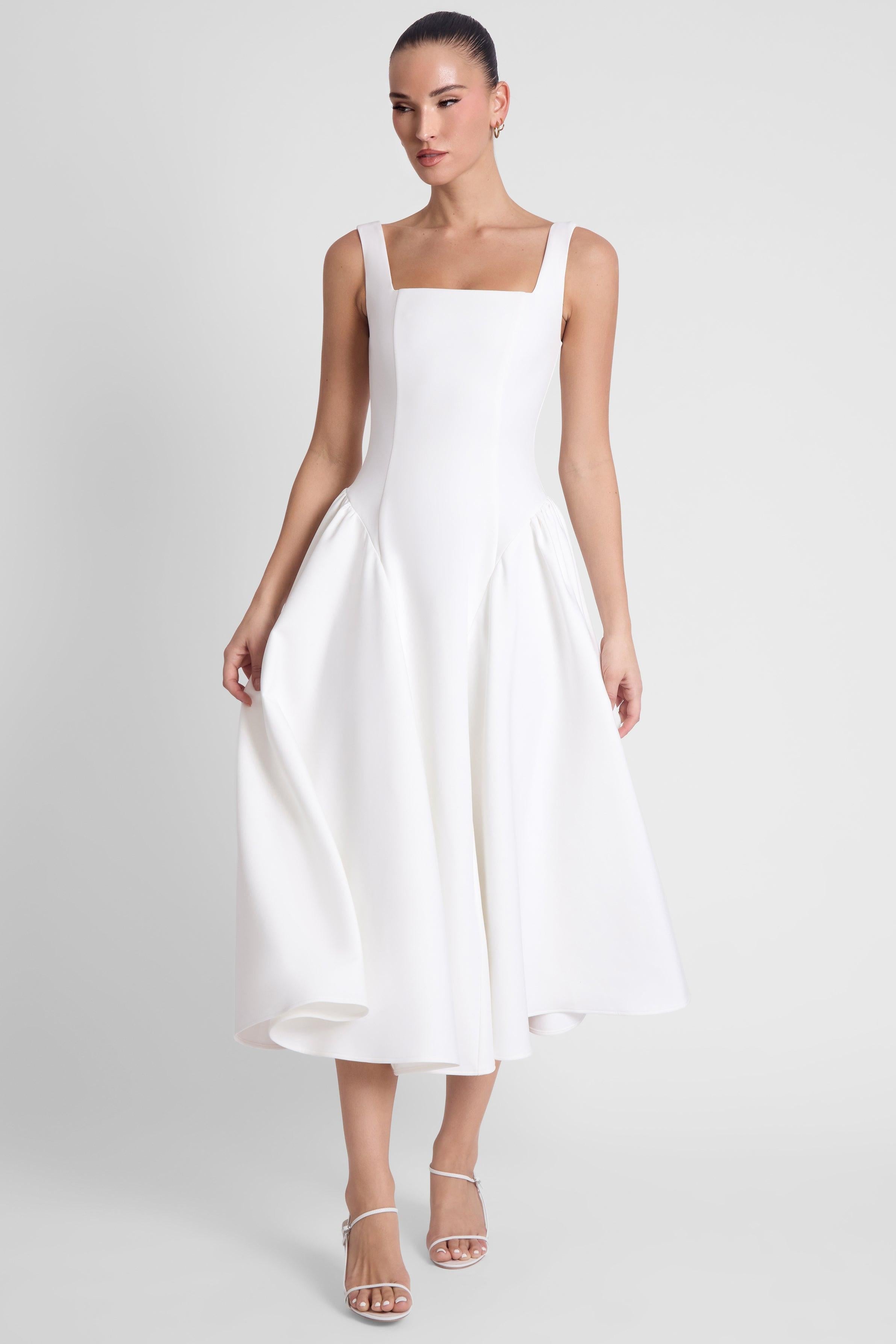 White Chloe Corset Midi Dress ICYBOO