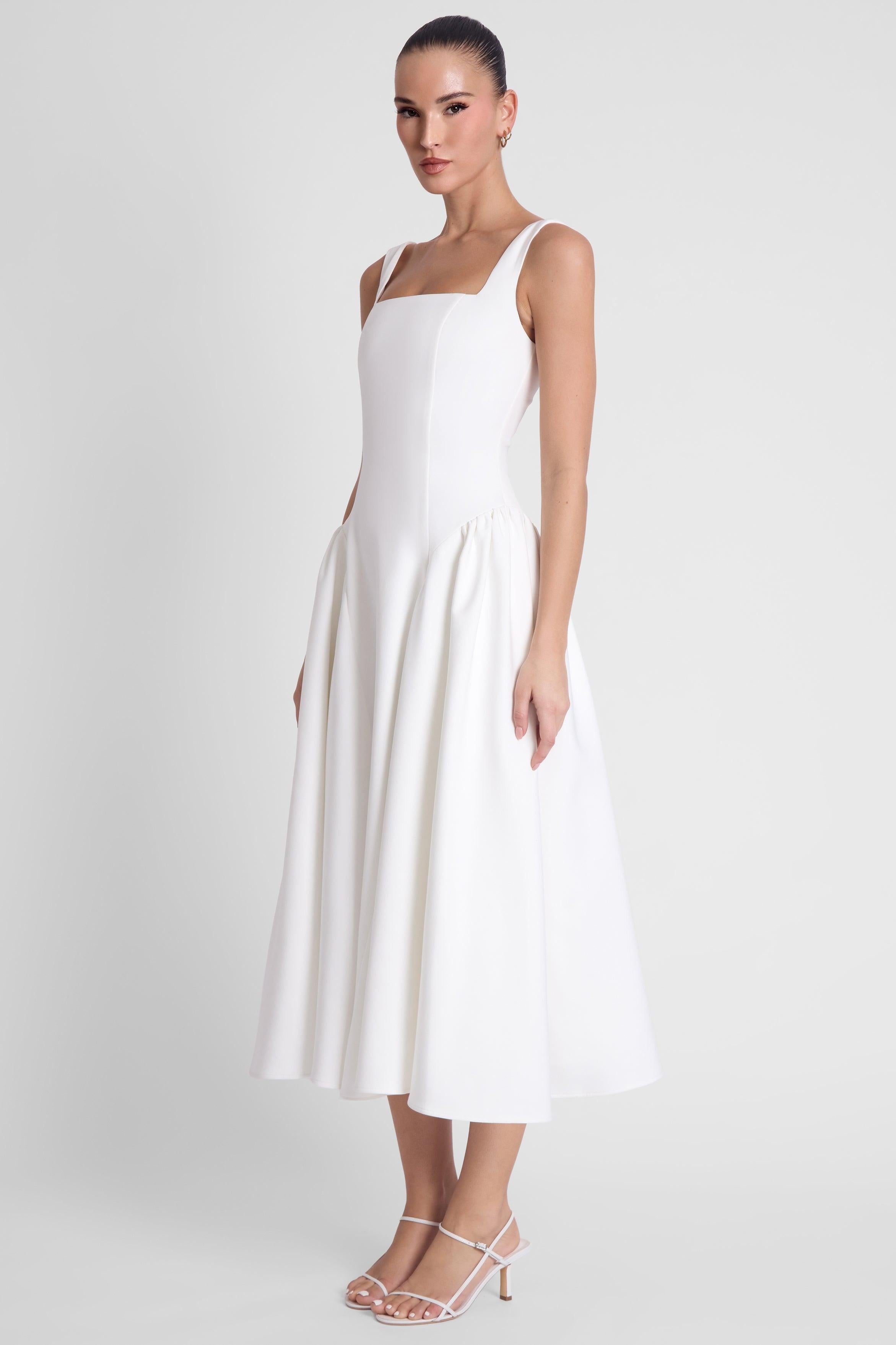 White Chloe Corset Midi Dress ICYBOO