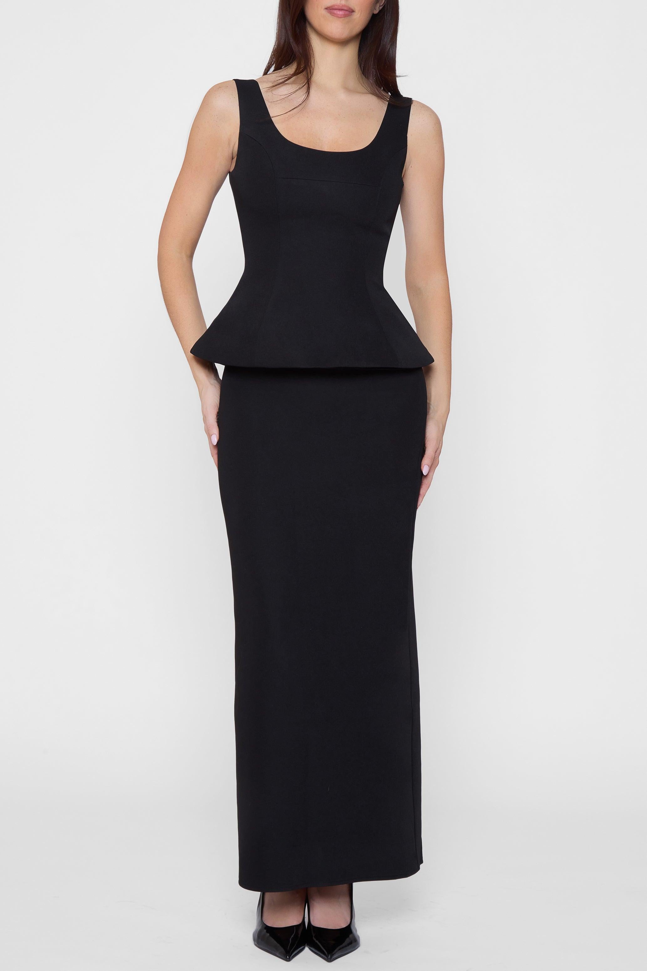 Timeless Black Column Maxi Skirt ICYBOO