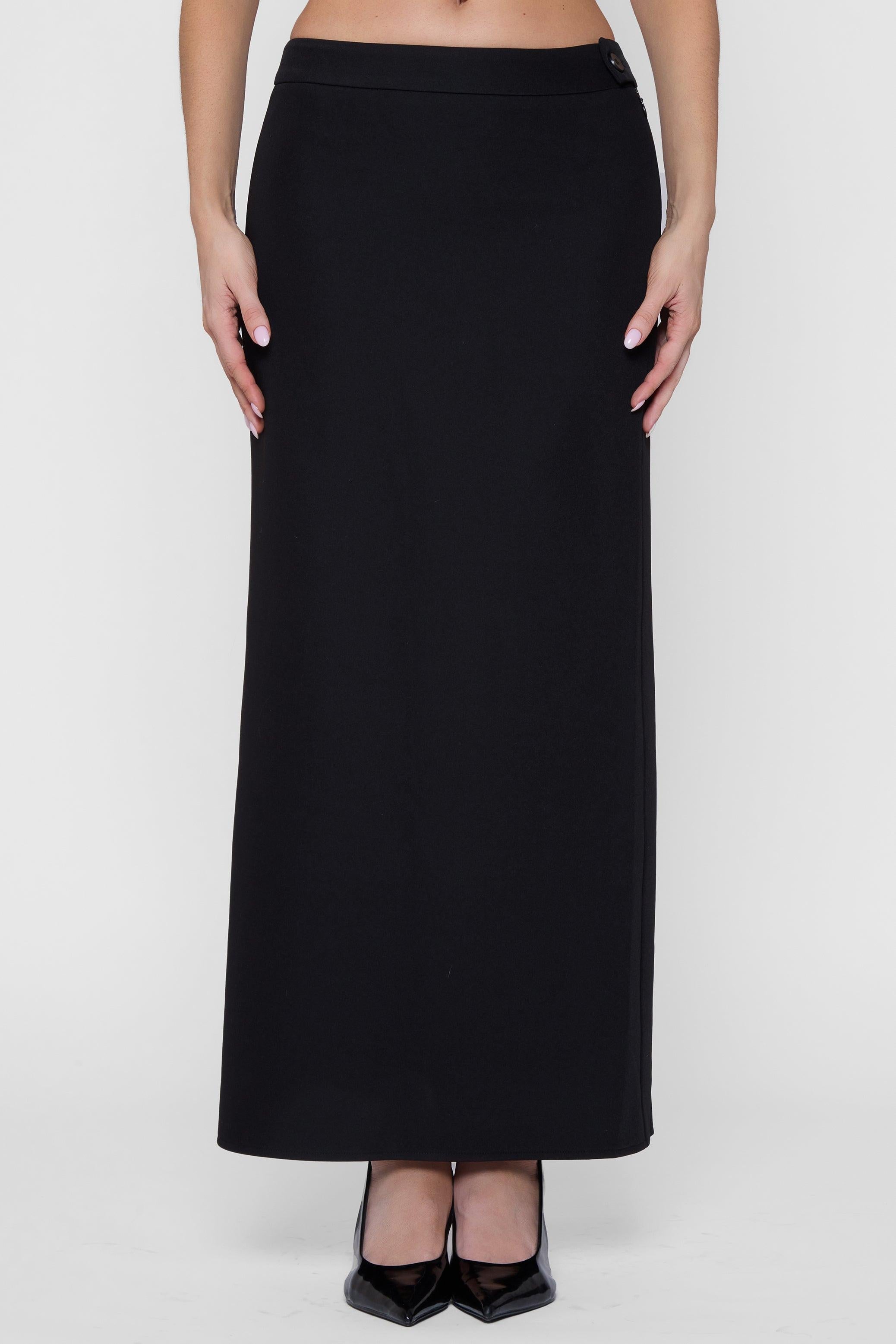 Timeless Black Column Maxi Skirt ICYBOO