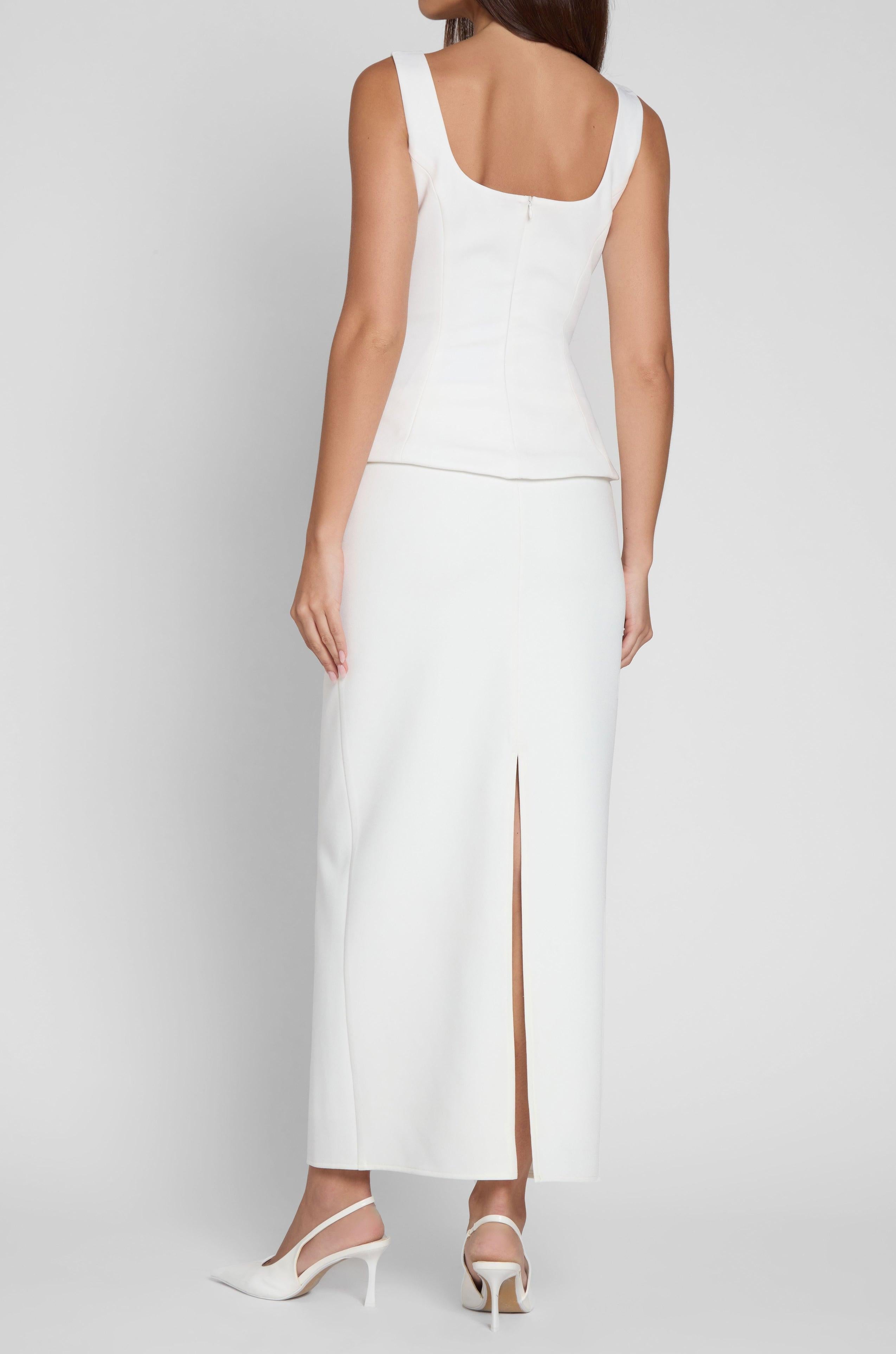 Timeless White Column Maxi Skirt ICYBOO