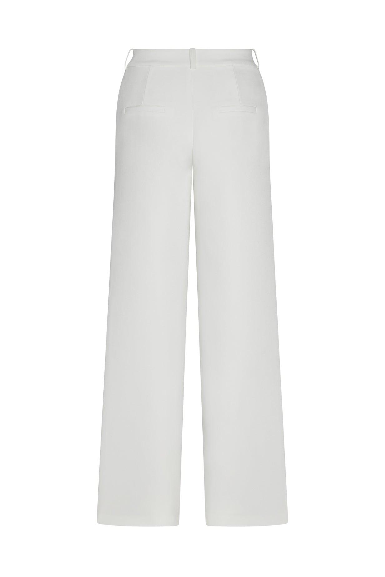 White Classic Straight Column Trousers ICYBOO