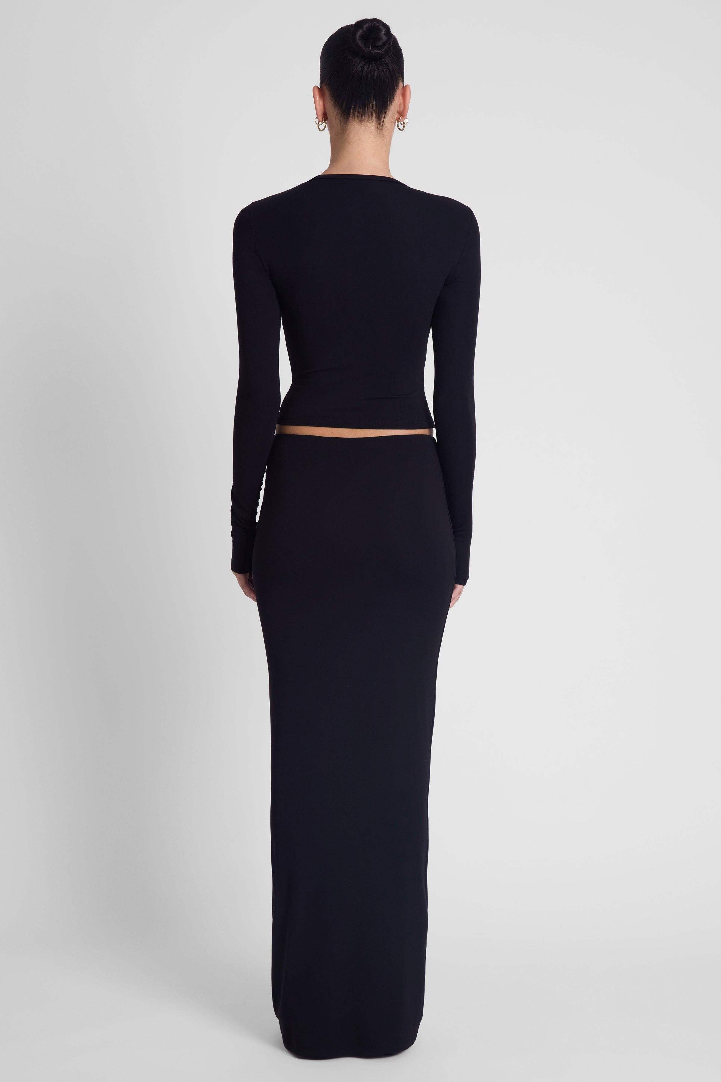 Black Everyday Maxi Jersey Skirt ICYBOO