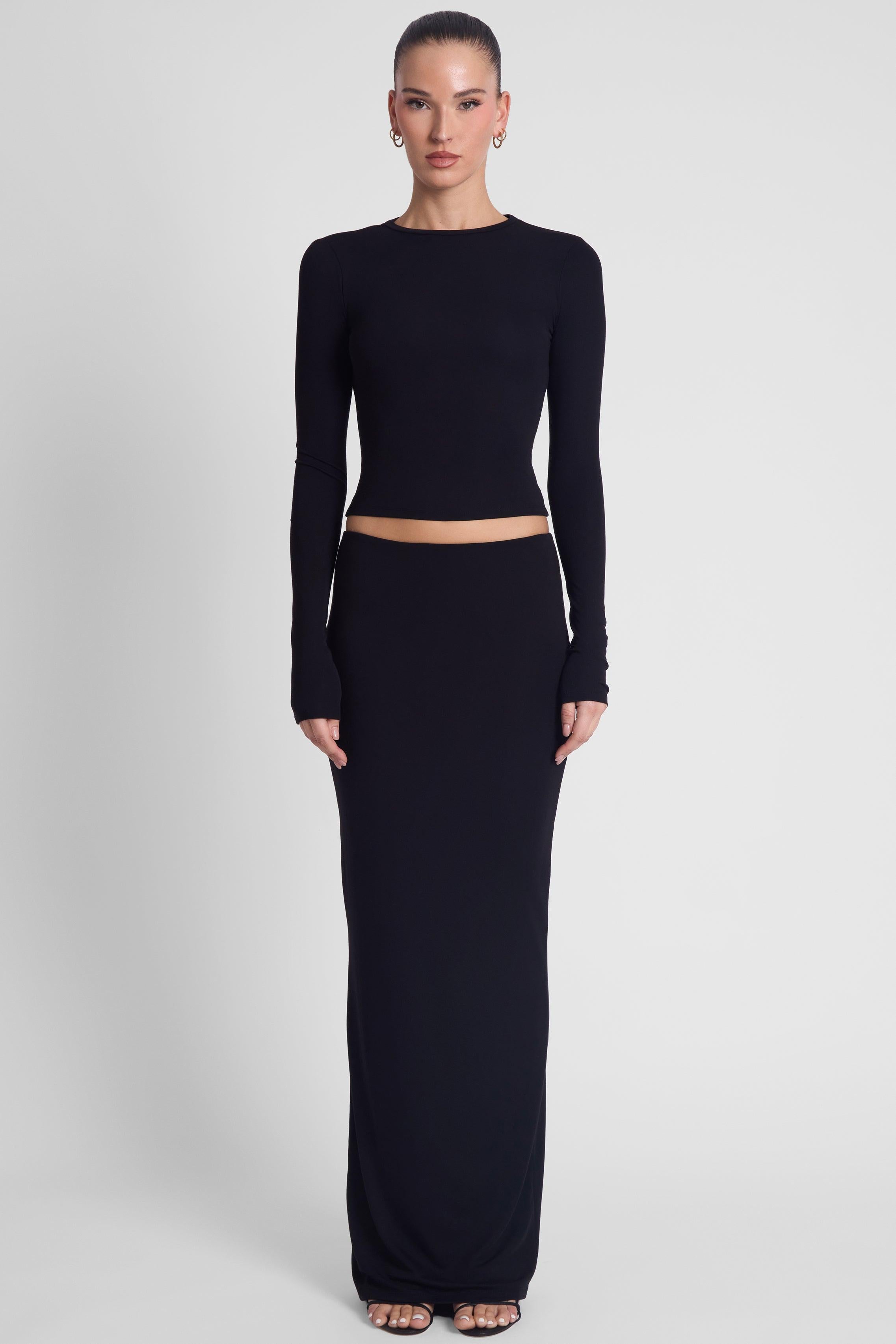 Black Long Sleeve Everyday Jersey Top ICYBOO